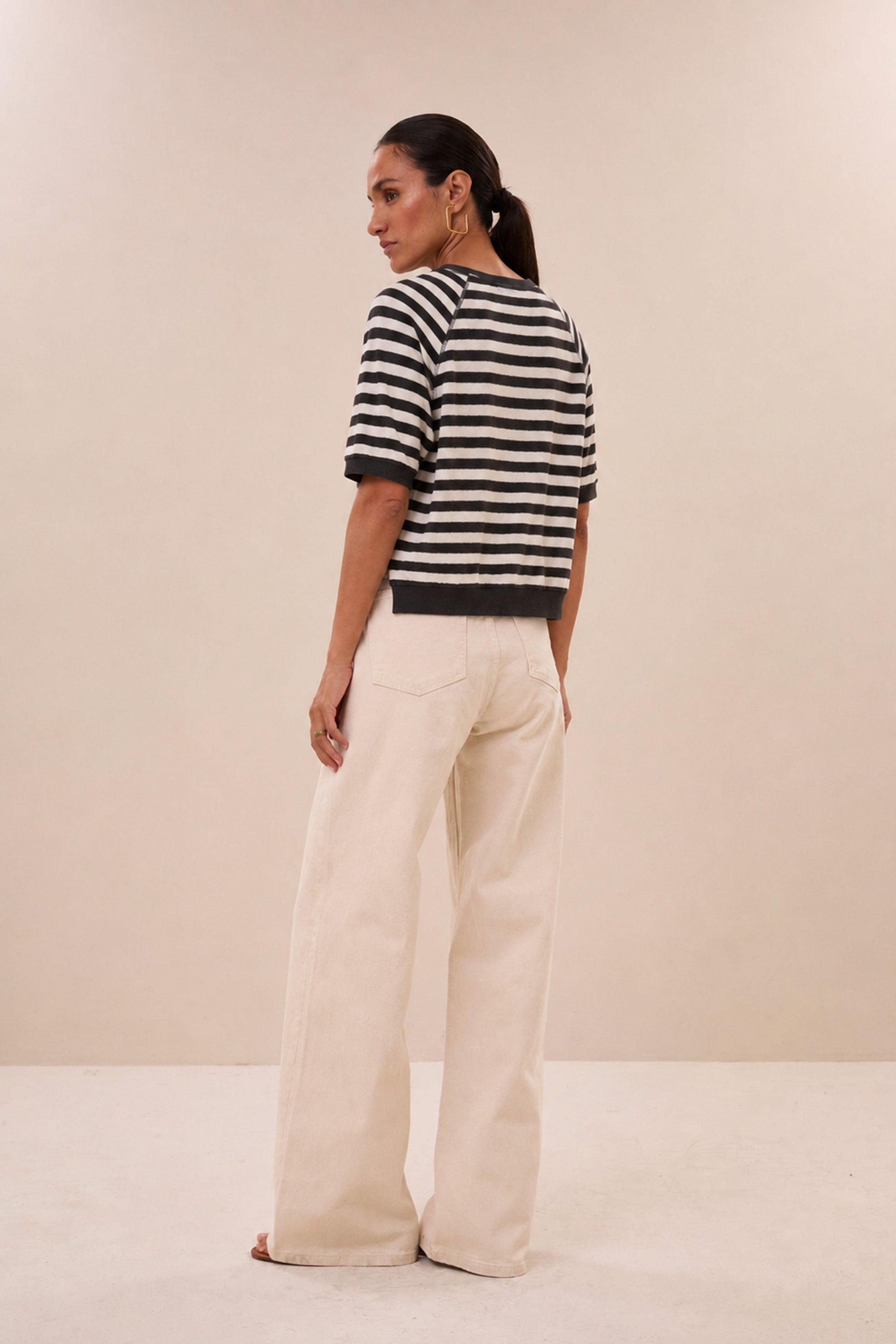 neva slub stripe top | jet black