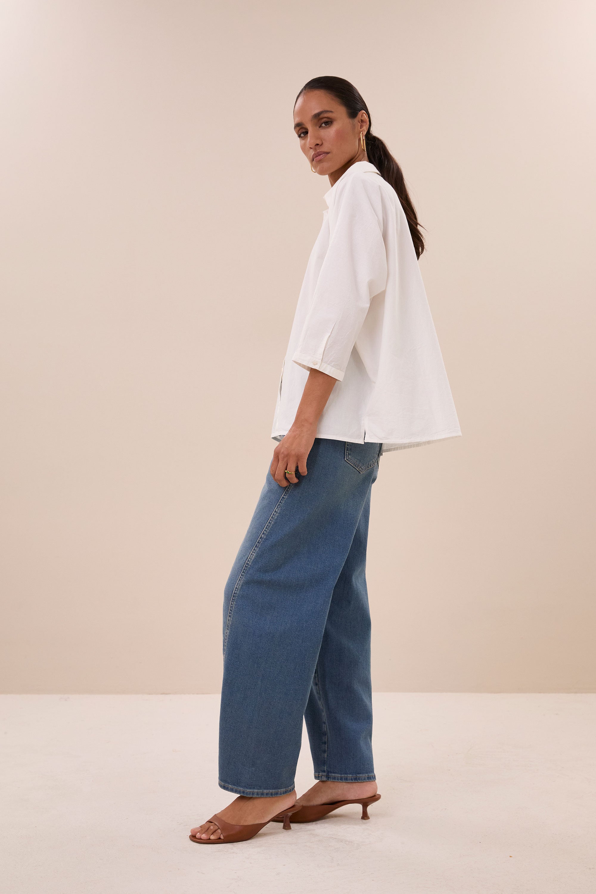 norel poplin blouse | white