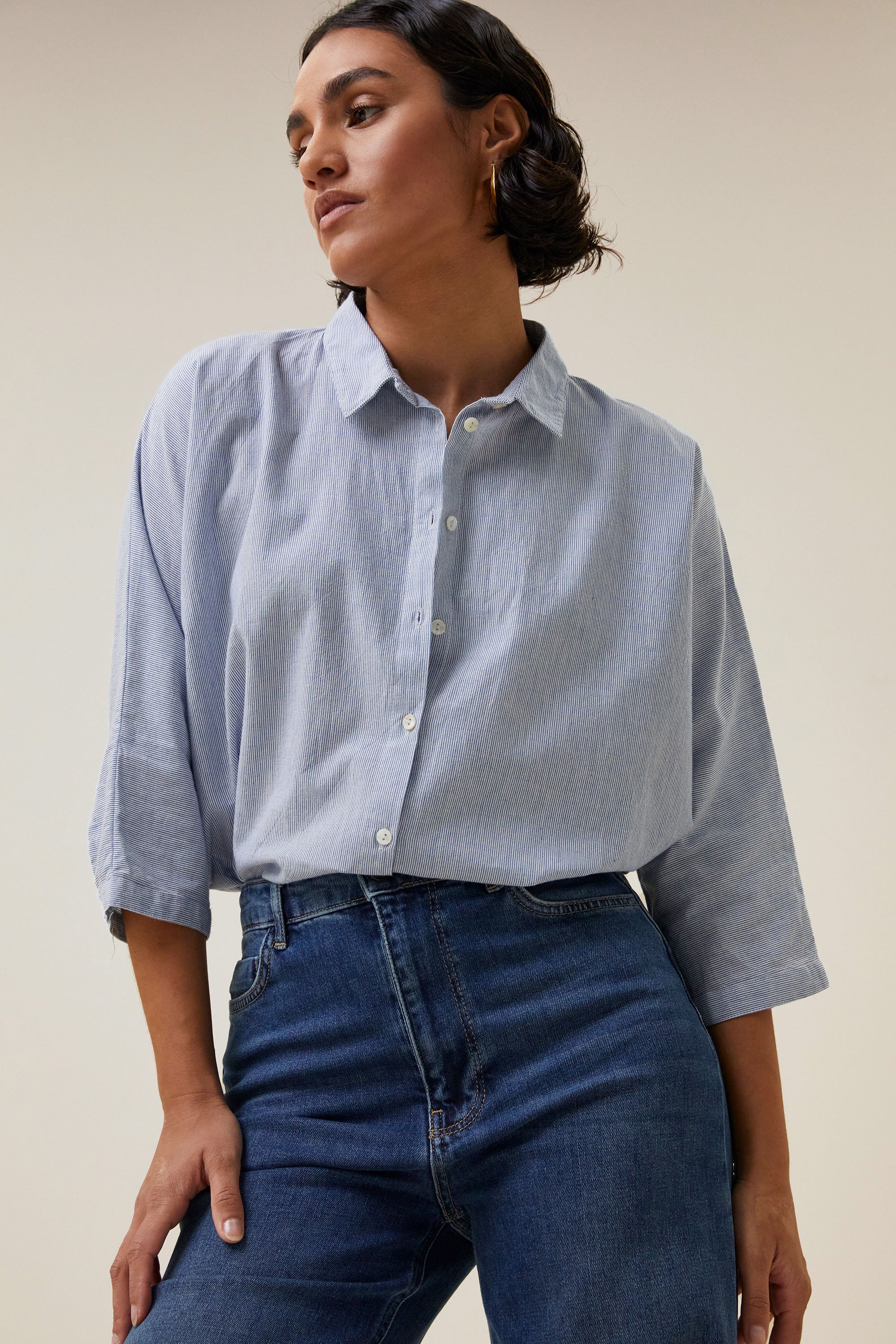 blouses- norel pin stripe blouse - pin stripe