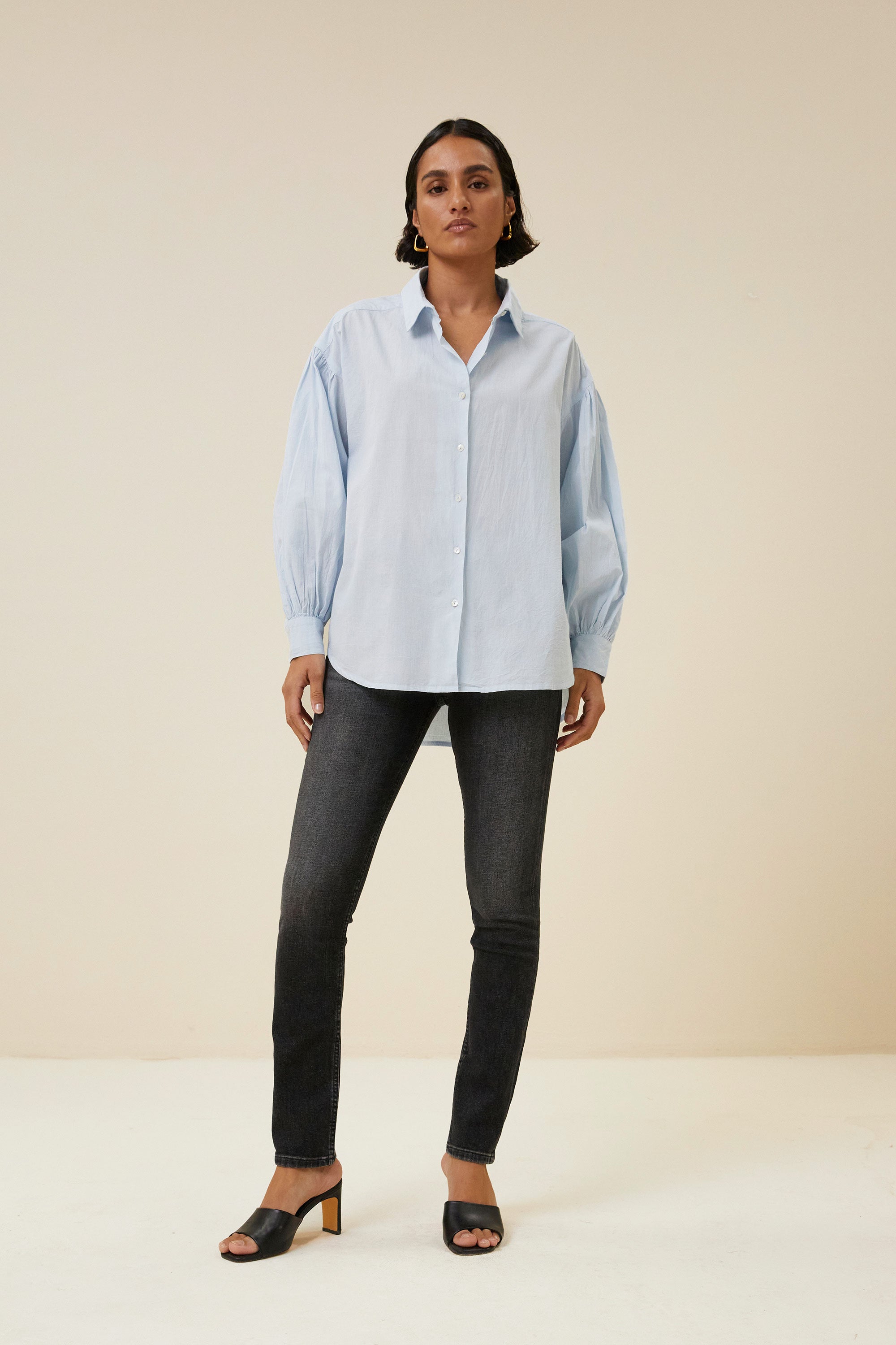 sarah chambray blouse | light blue