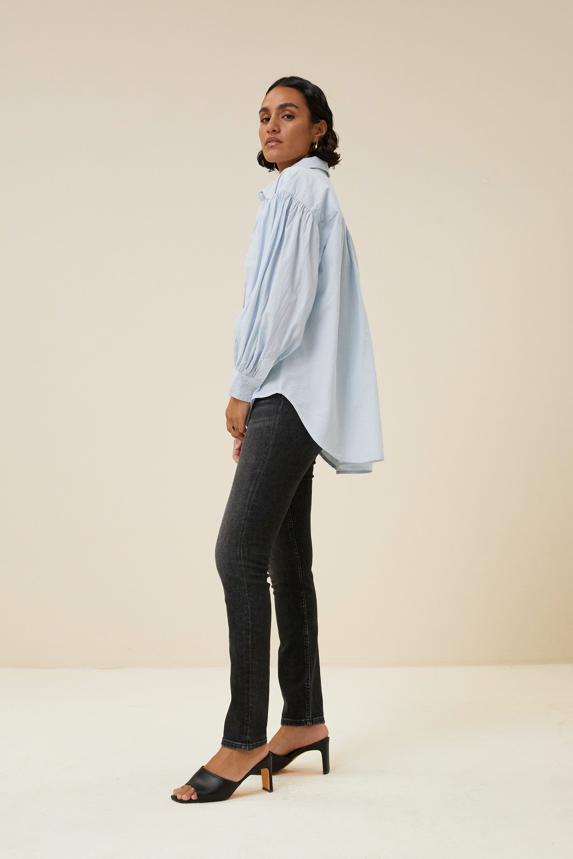 sarah chambray blouse | light blue