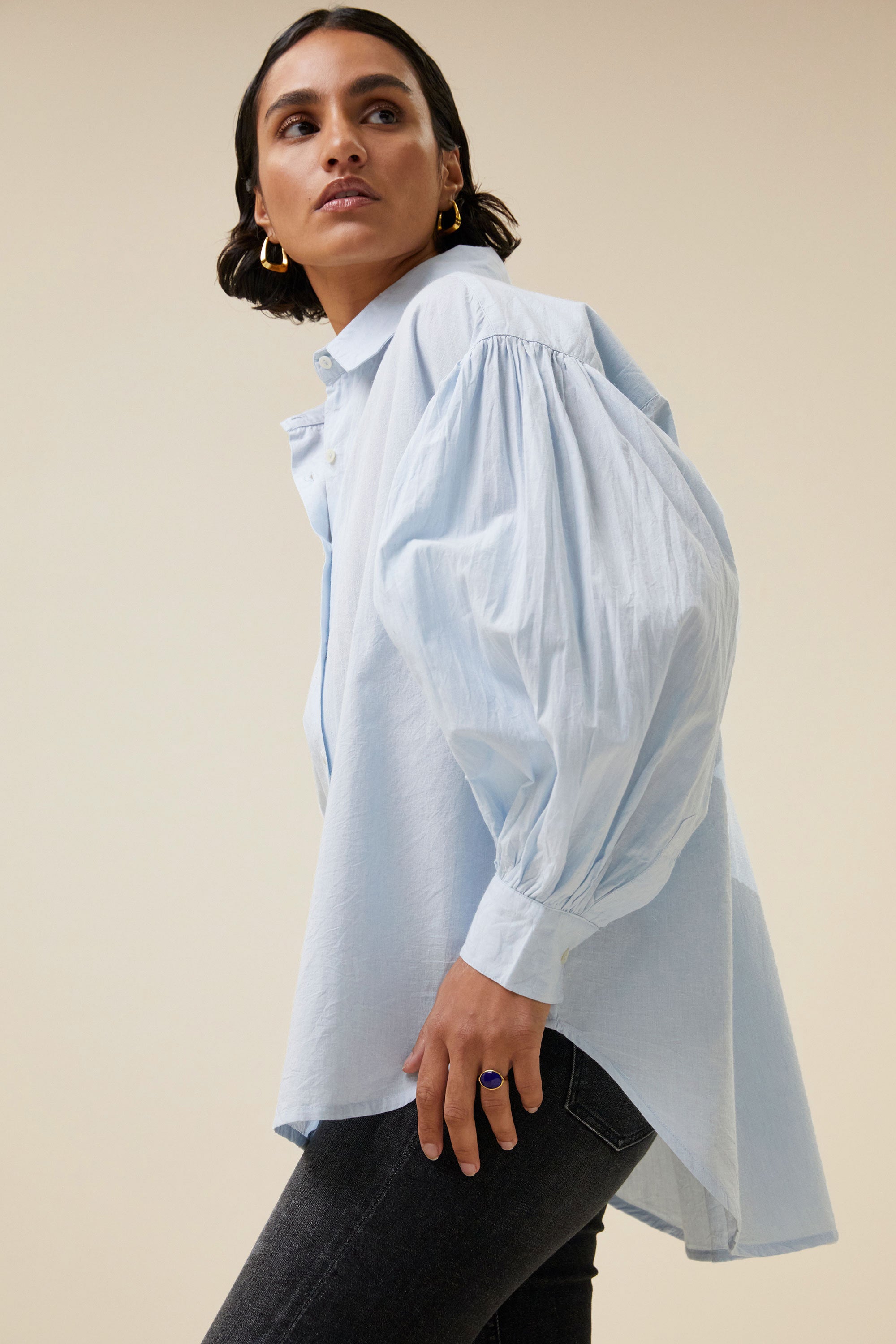sarah chambray blouse | light blue