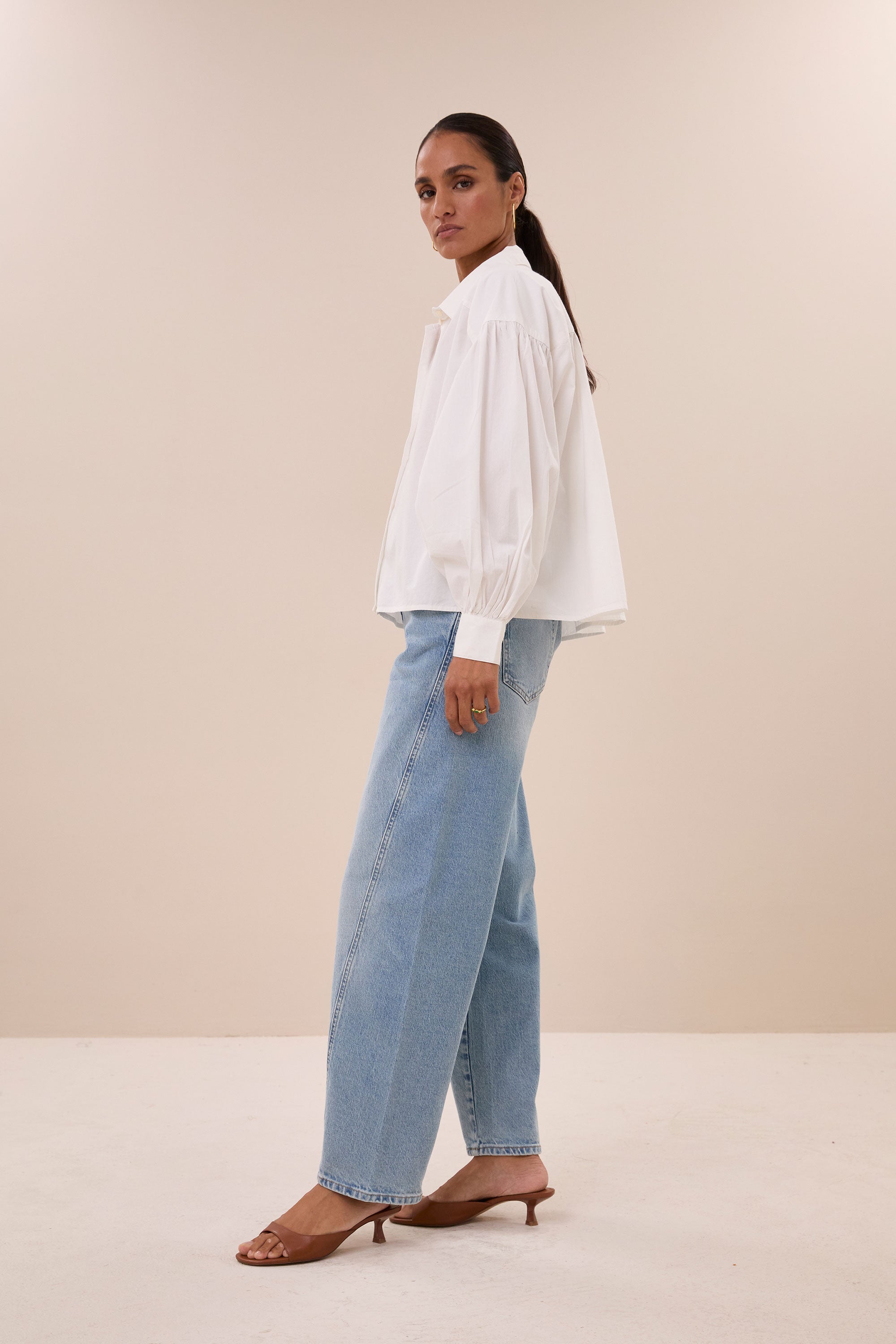 sarah poplin blouse | white