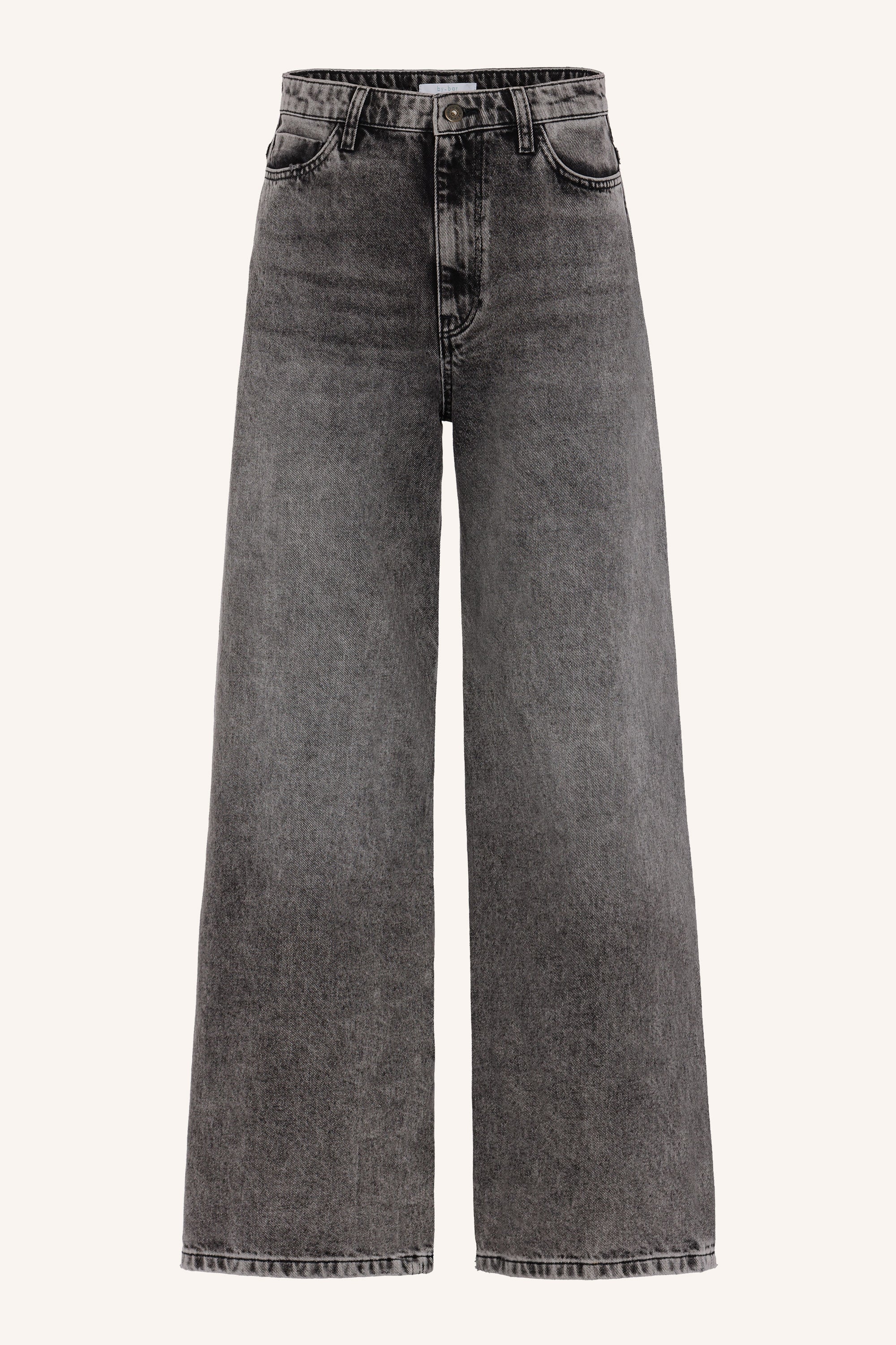 lina-pant-dark-grey-hoge taille-losvallende pasvorm-duurzame wassing-by-bar-achteraanzicht