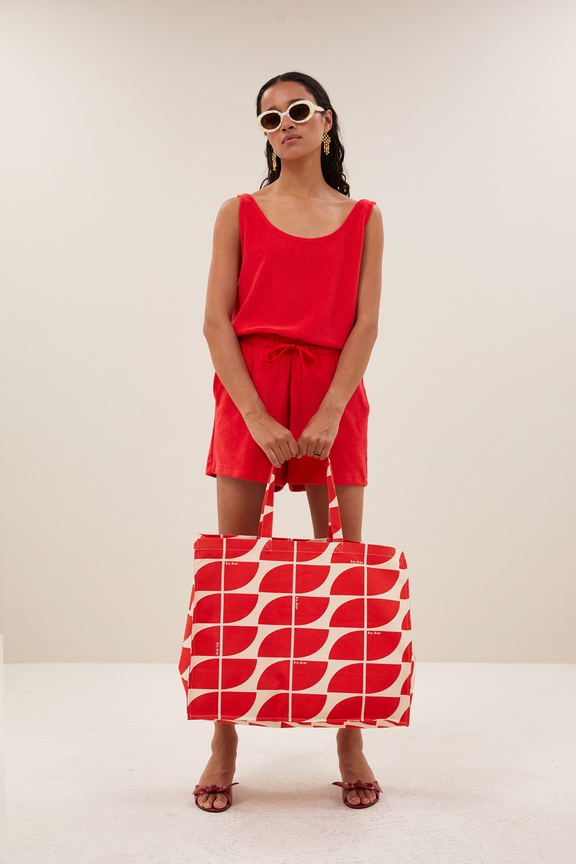 shopper logo bag L | poppy red