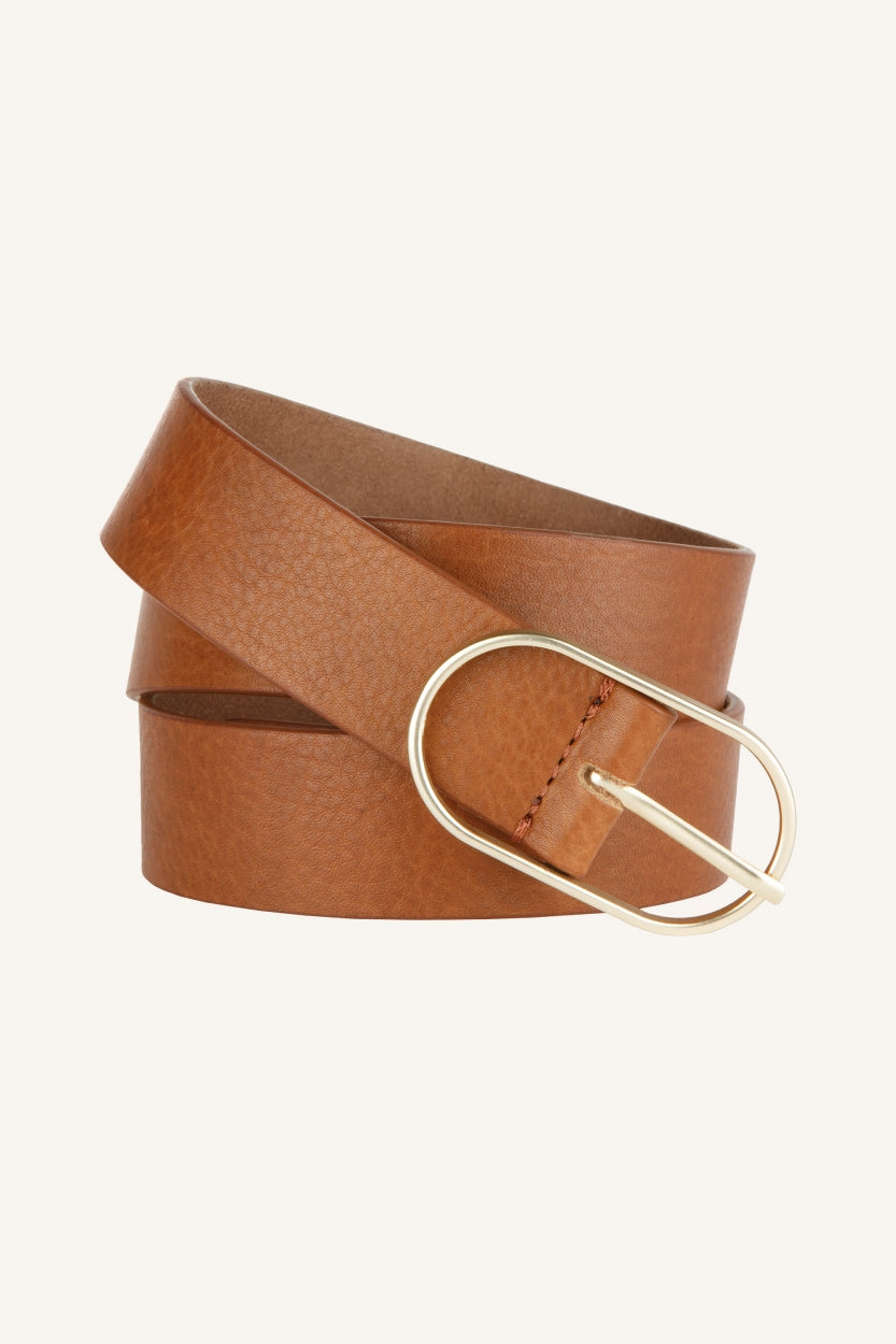 bella-belt-cognac-soepel leer-messing gesp-gemaakt door een familiebedrijf-by-bar-vooraanzicht