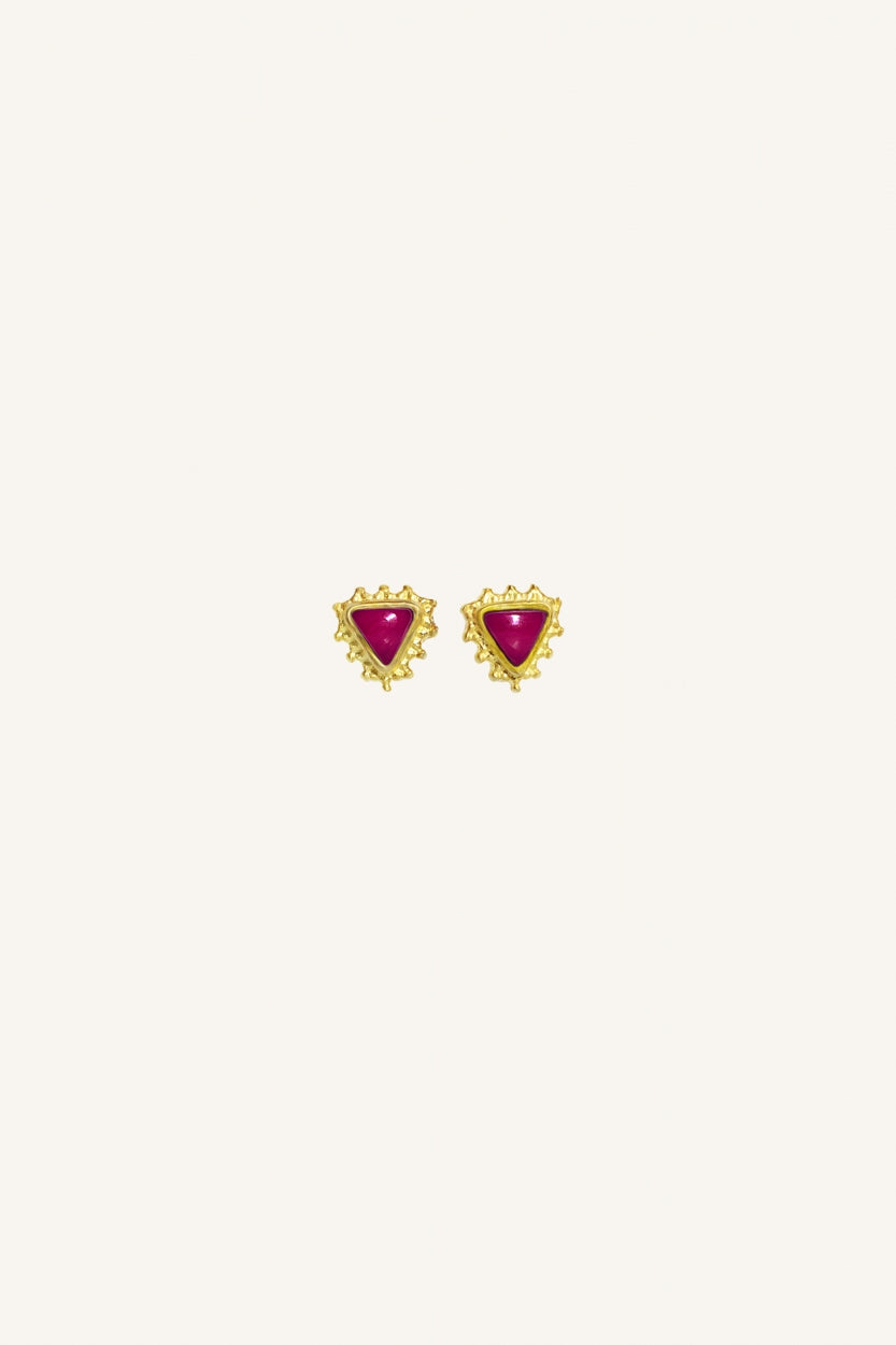 PD triangle stud earring | ruby