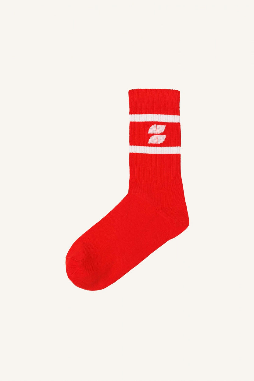 logo socks | poppy-red