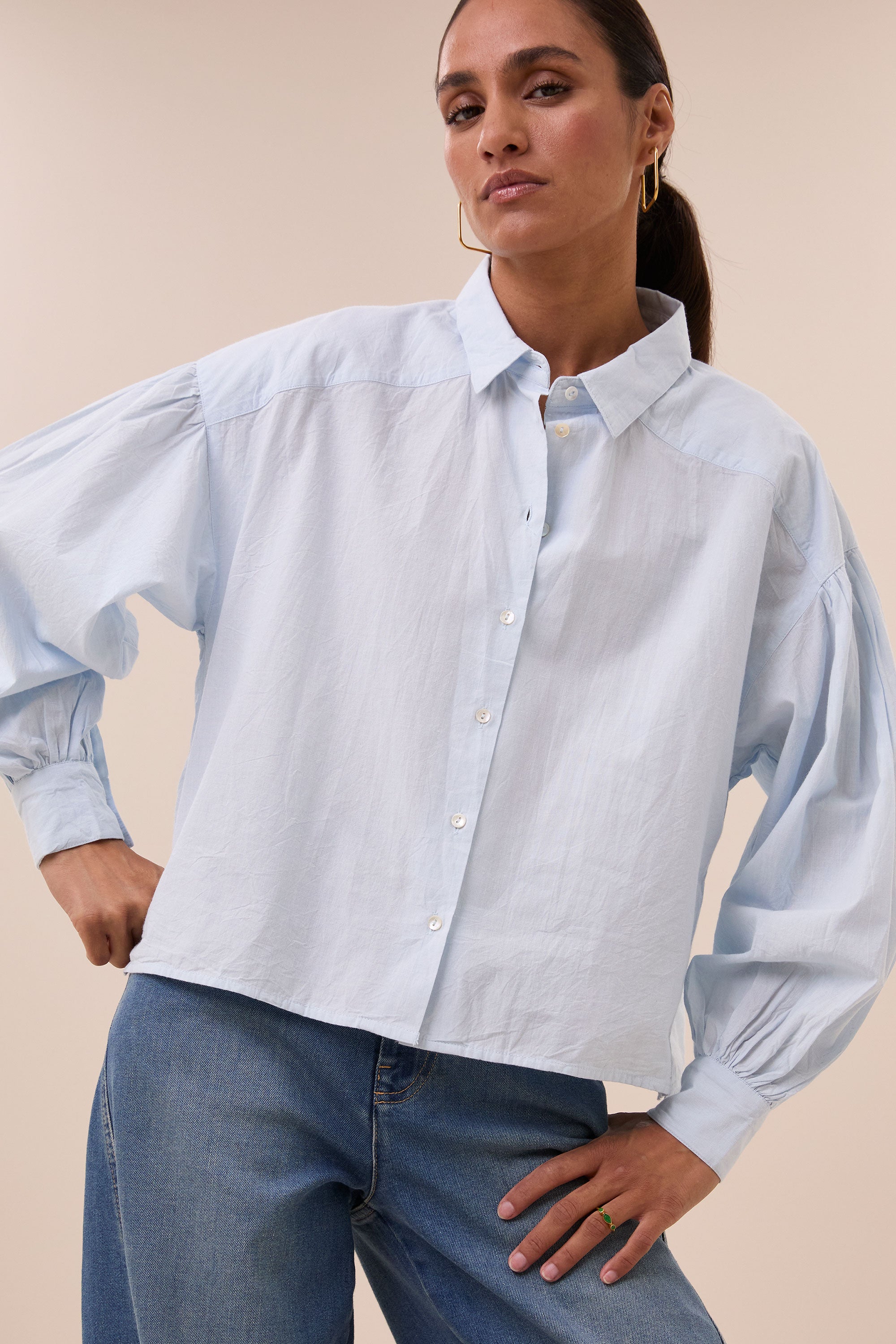 sarah chambray blouse | light blue