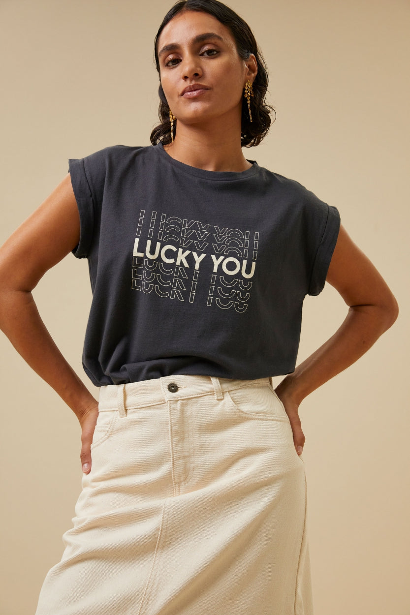 thelma lucky you top | jet black