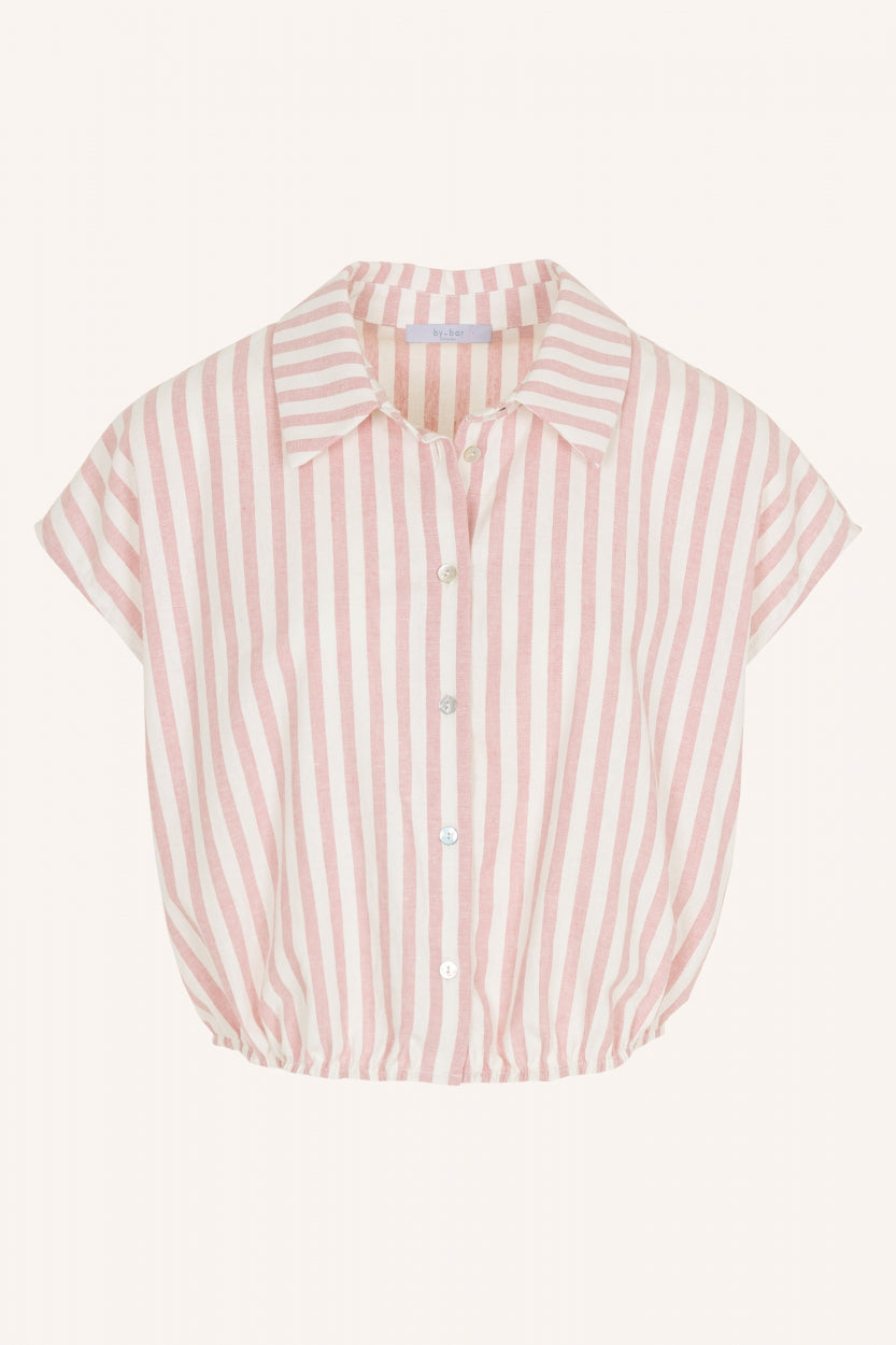 bieke linen stripe blouse | bubblegum