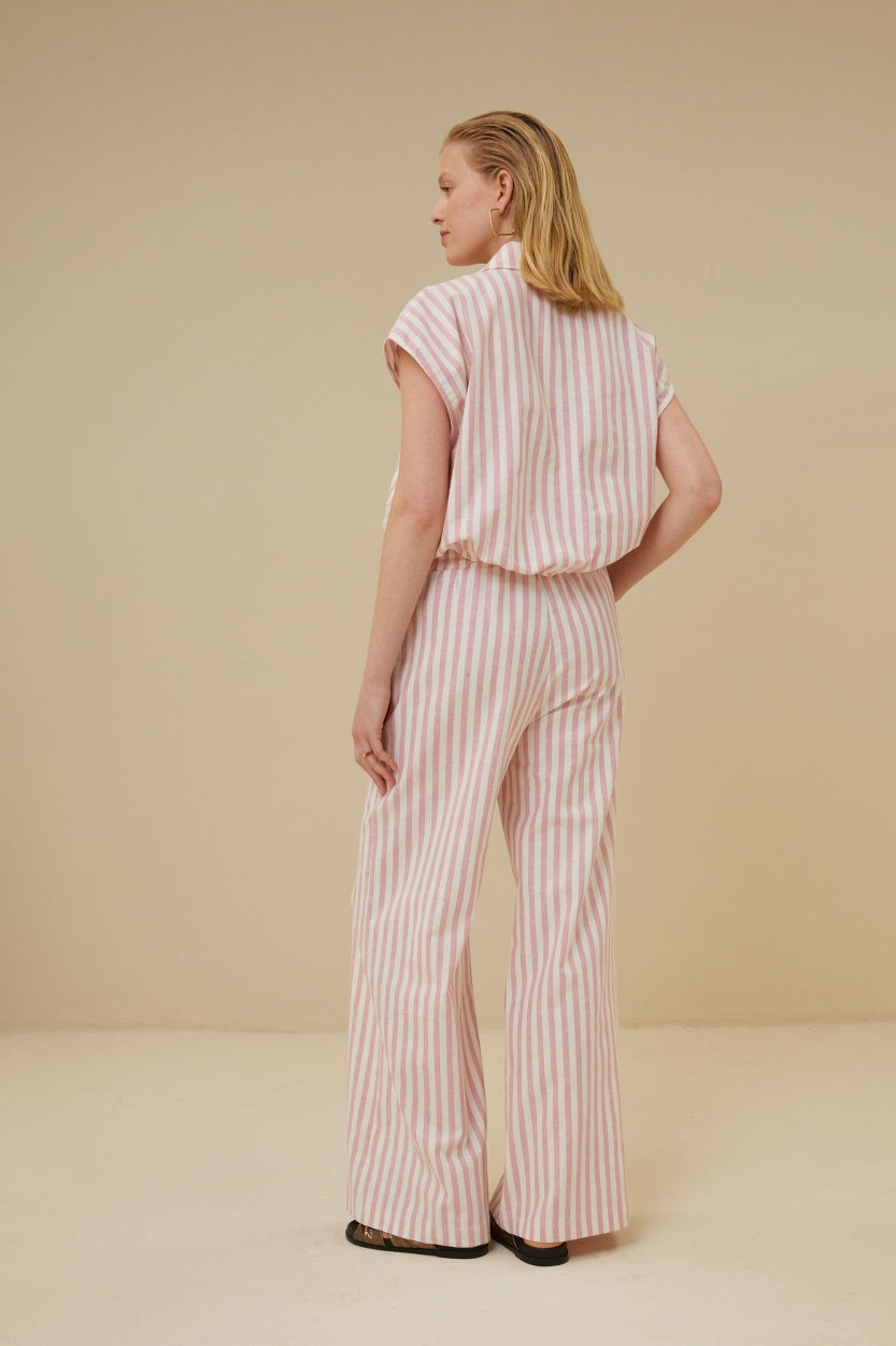 randy linen stripe pant | bubblegum