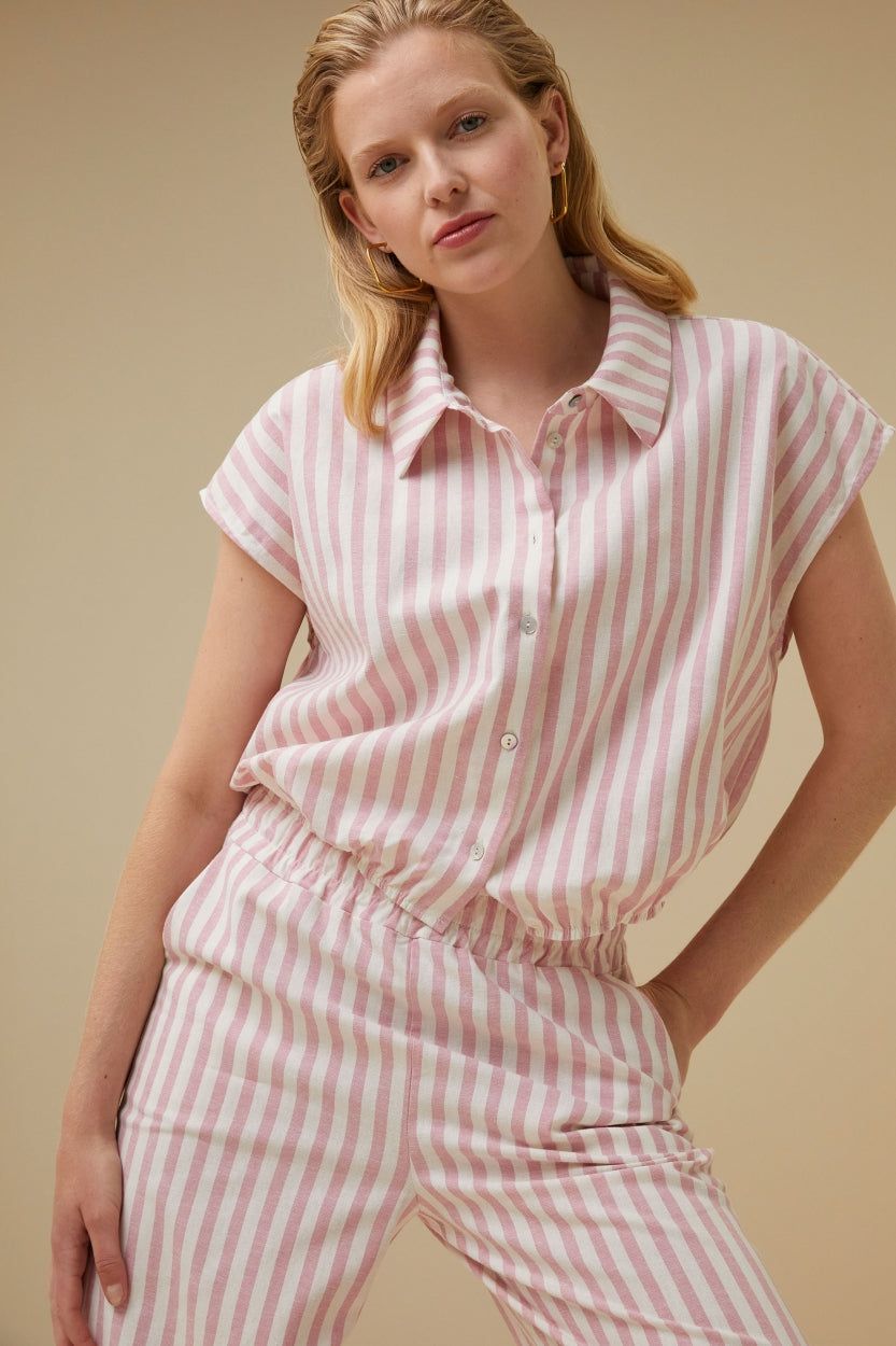 randy linen stripe pant | bubblegum