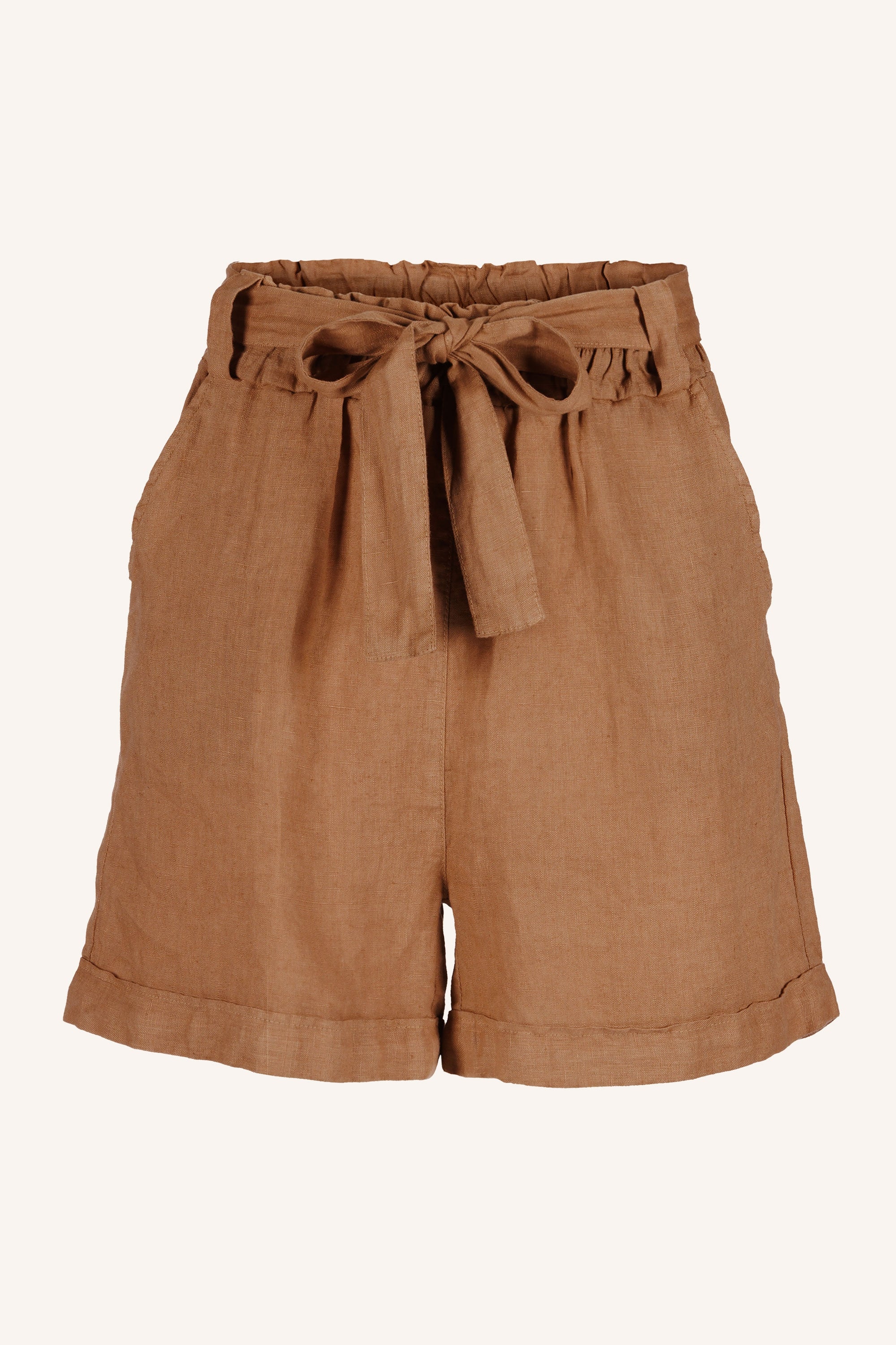 june linen shorts | caramello