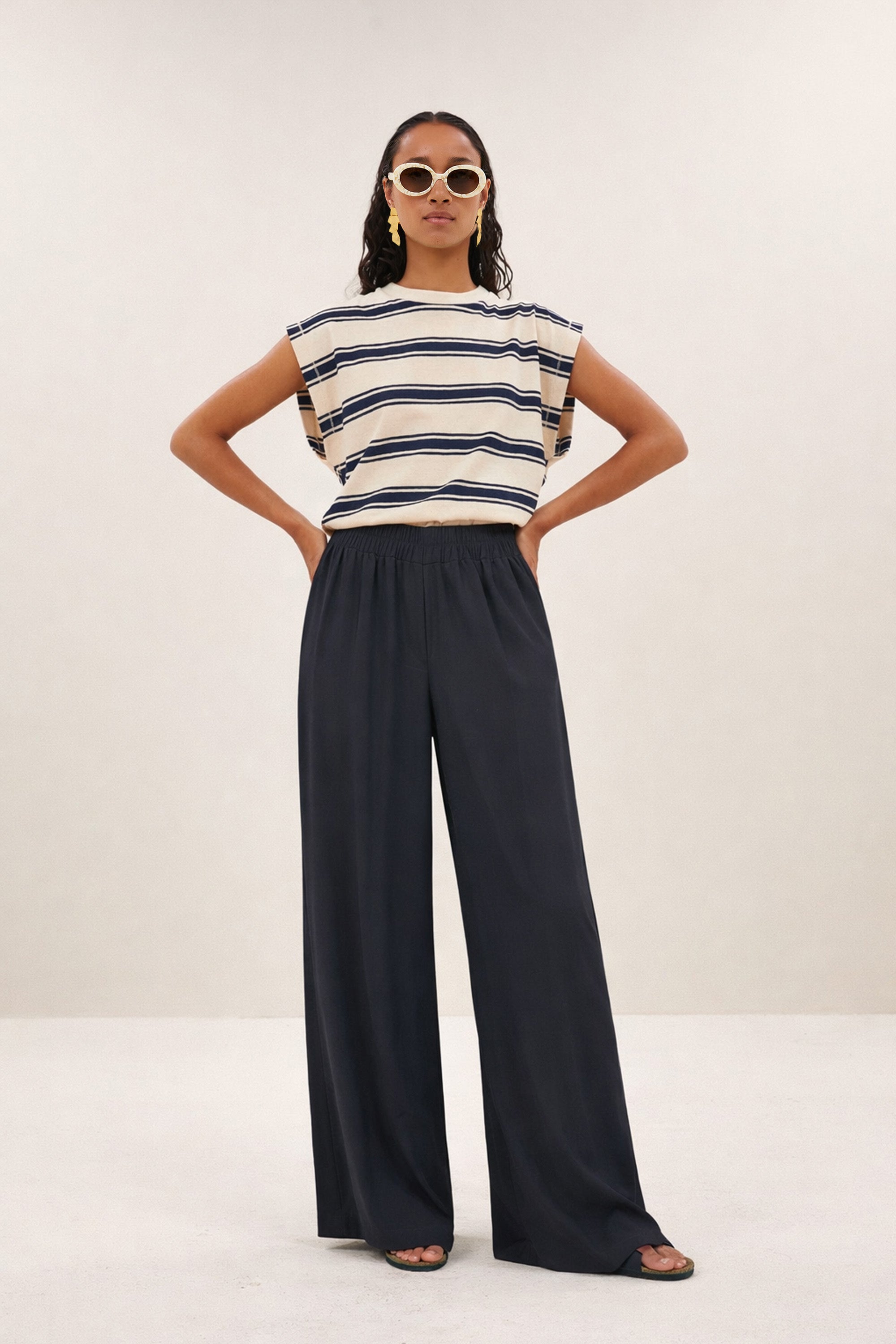 mason stripe top | navy grain stripe