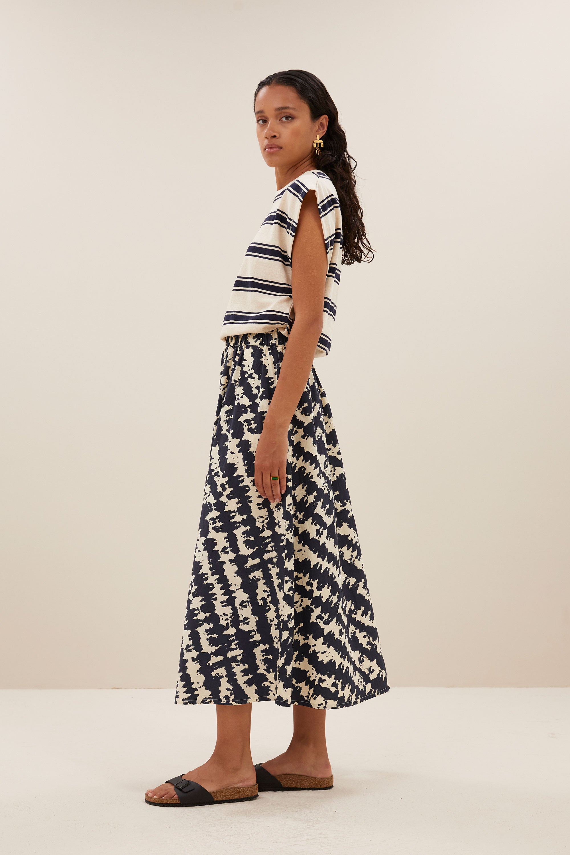 mason stripe top | navy grain stripe