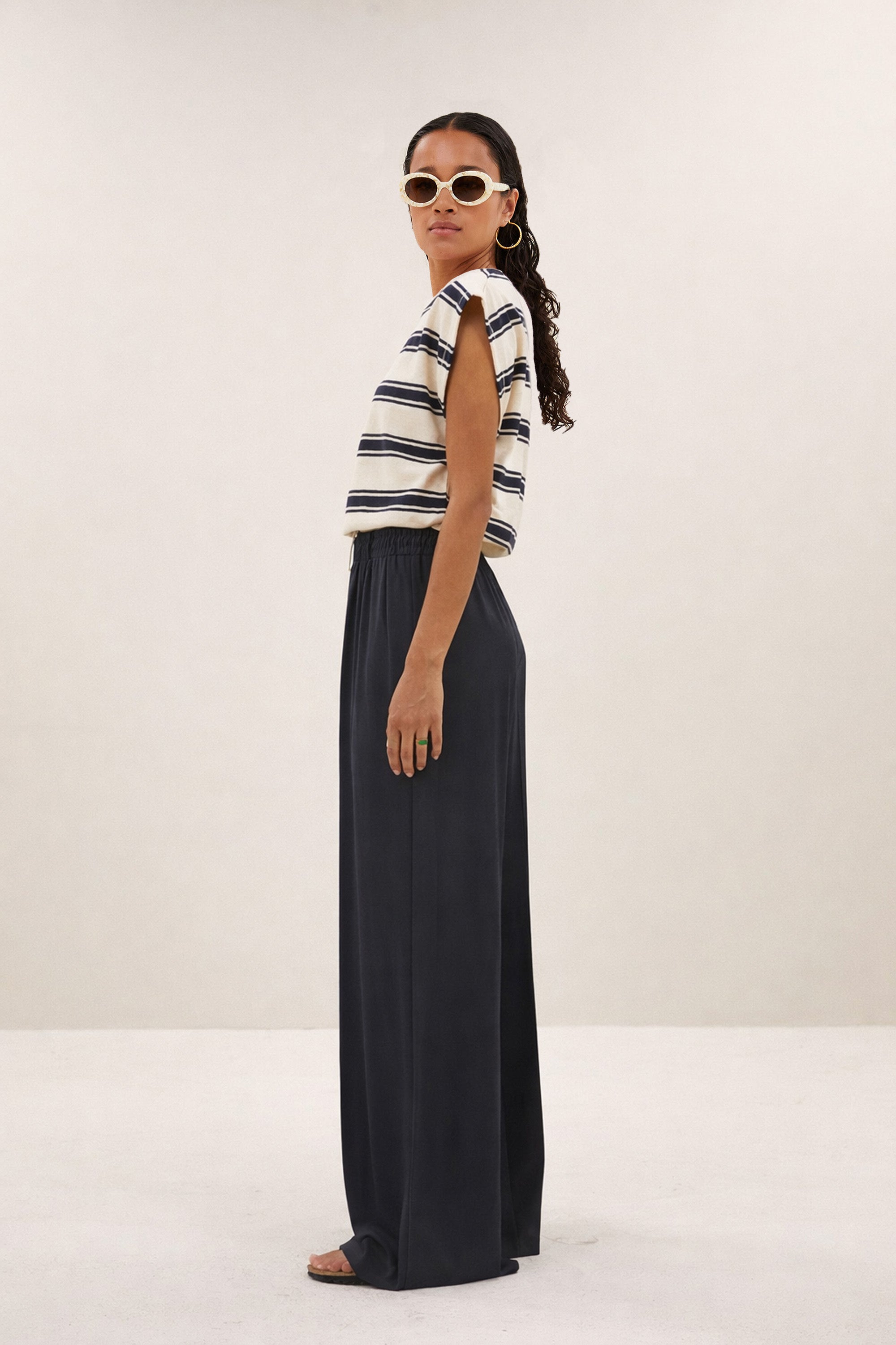 mason stripe top | navy grain stripe