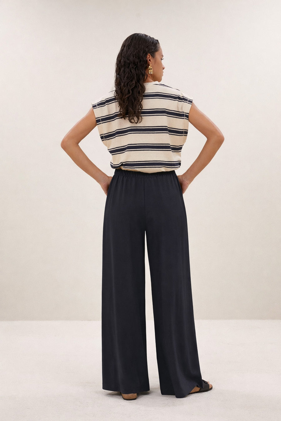 mason stripe top | navy grain stripe