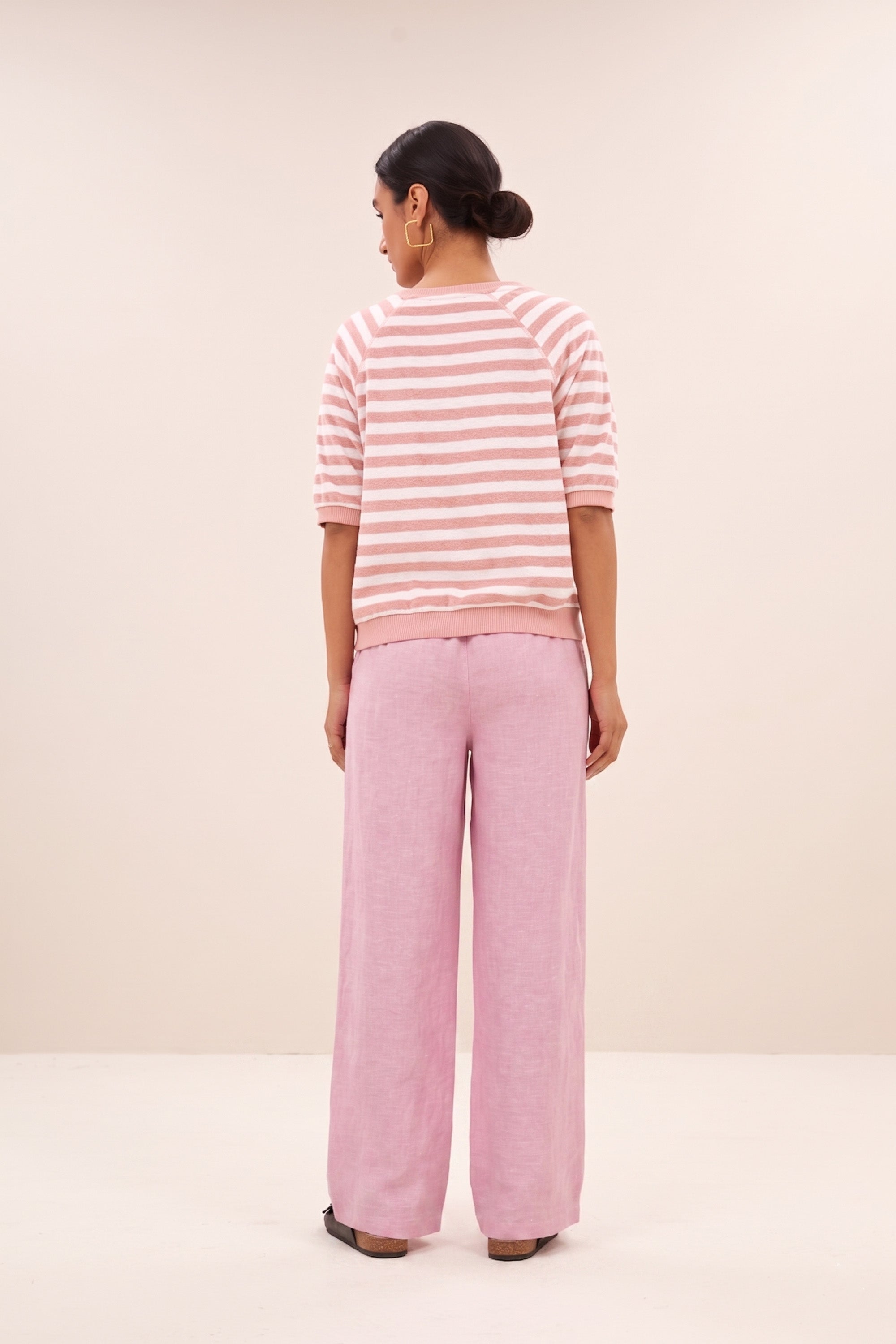 neva slub stripe top | rose slub stripe