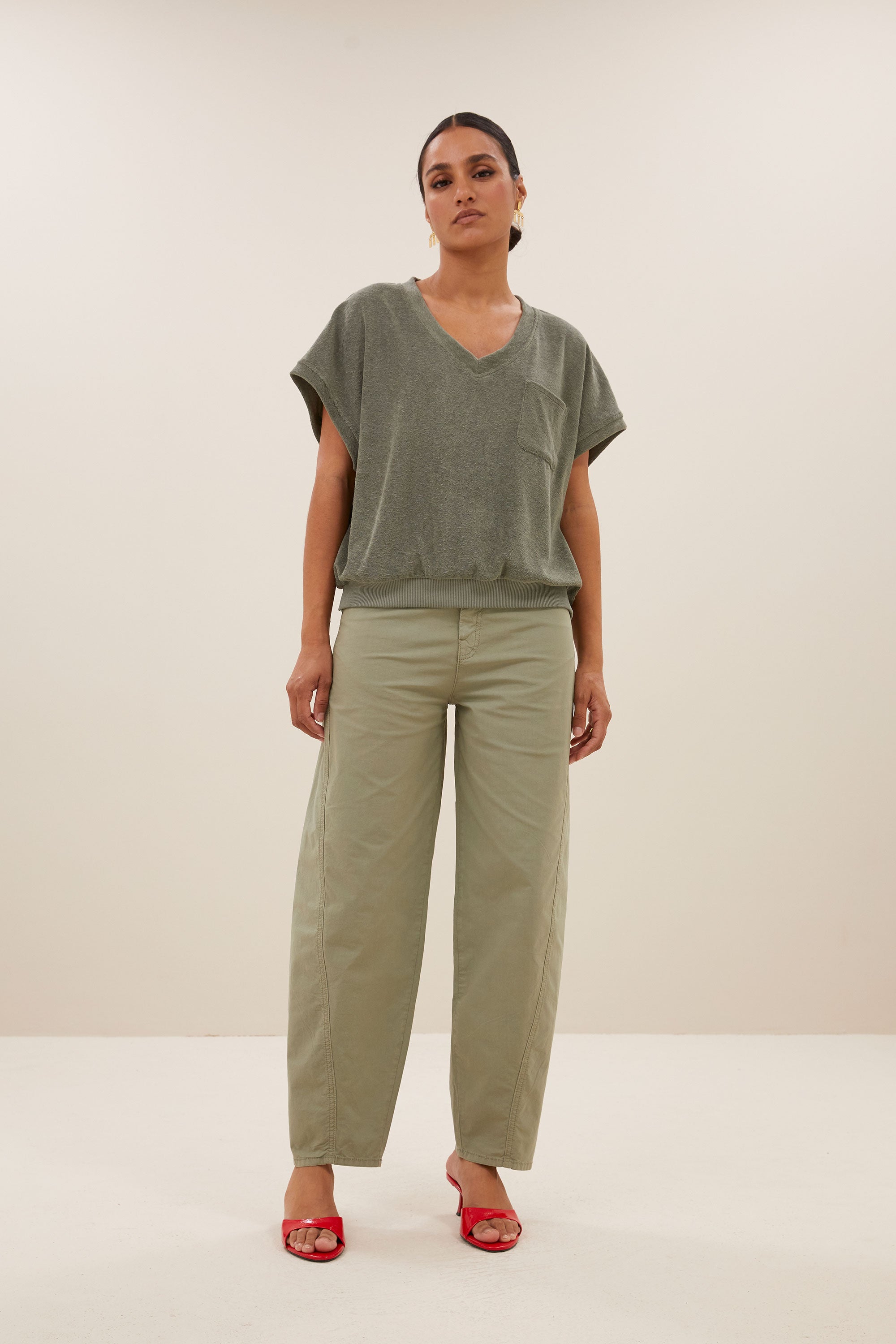 begum poplin GD pants | seagrass