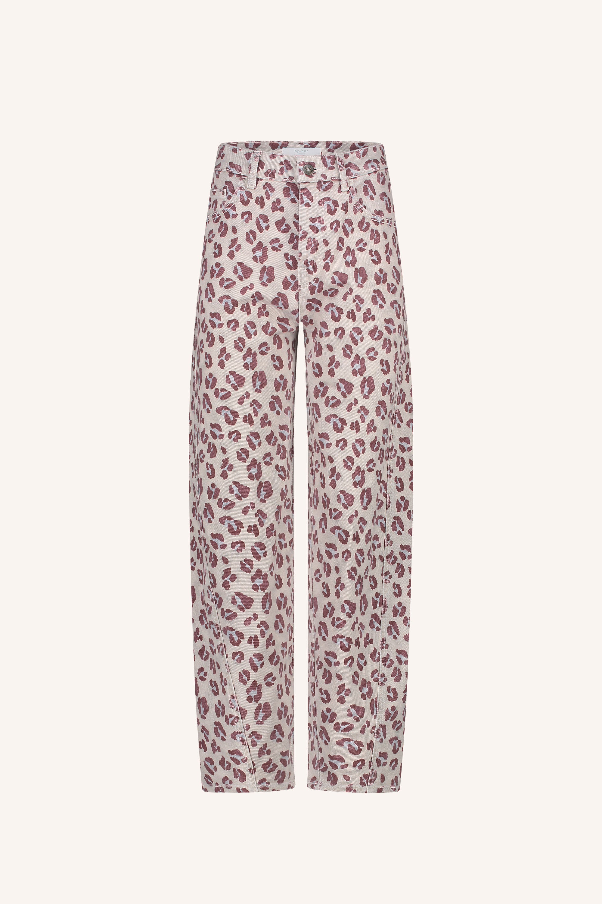 begum pink cheetah pants - roze, normale taille, losvallende pasvorm, duurzame wassing - by-bar - achteraanzicht