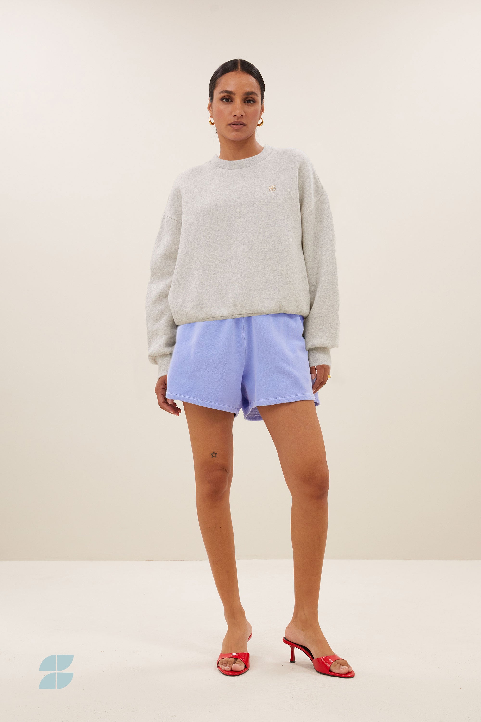 kid natural sweat shorts | violet blue
