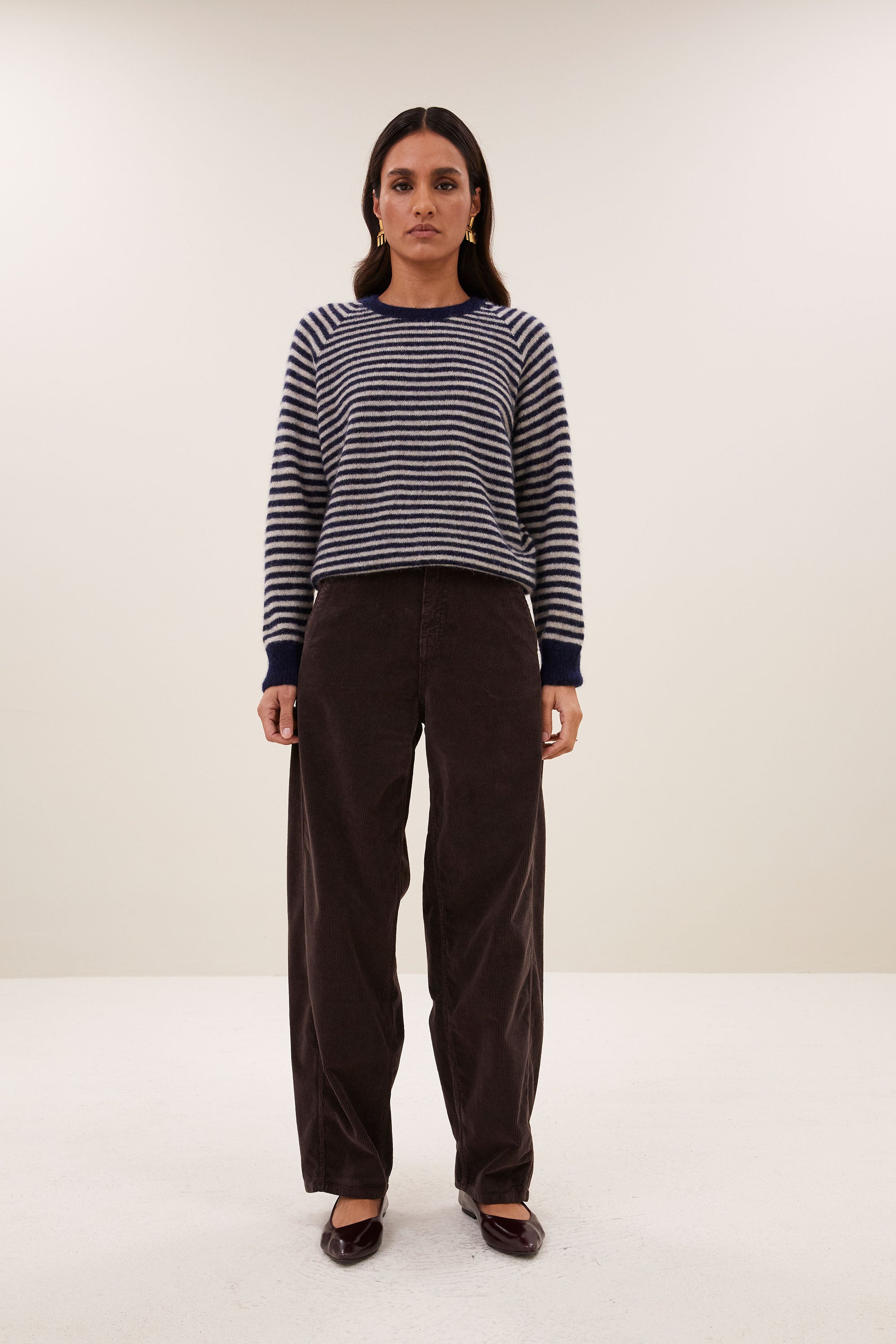 sally stripe pullover | midnight marine stripe