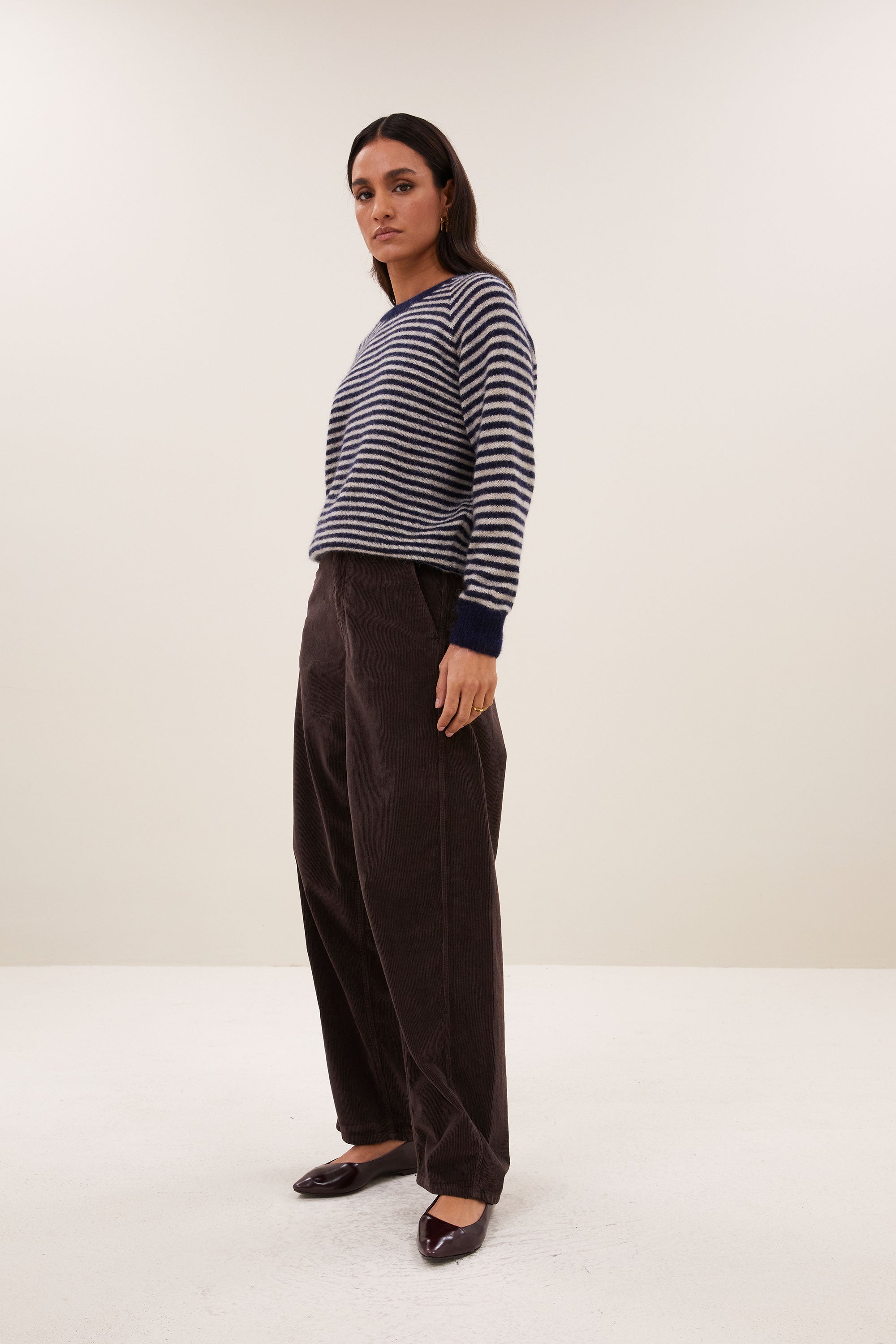 sally stripe pullover | midnight marine stripe