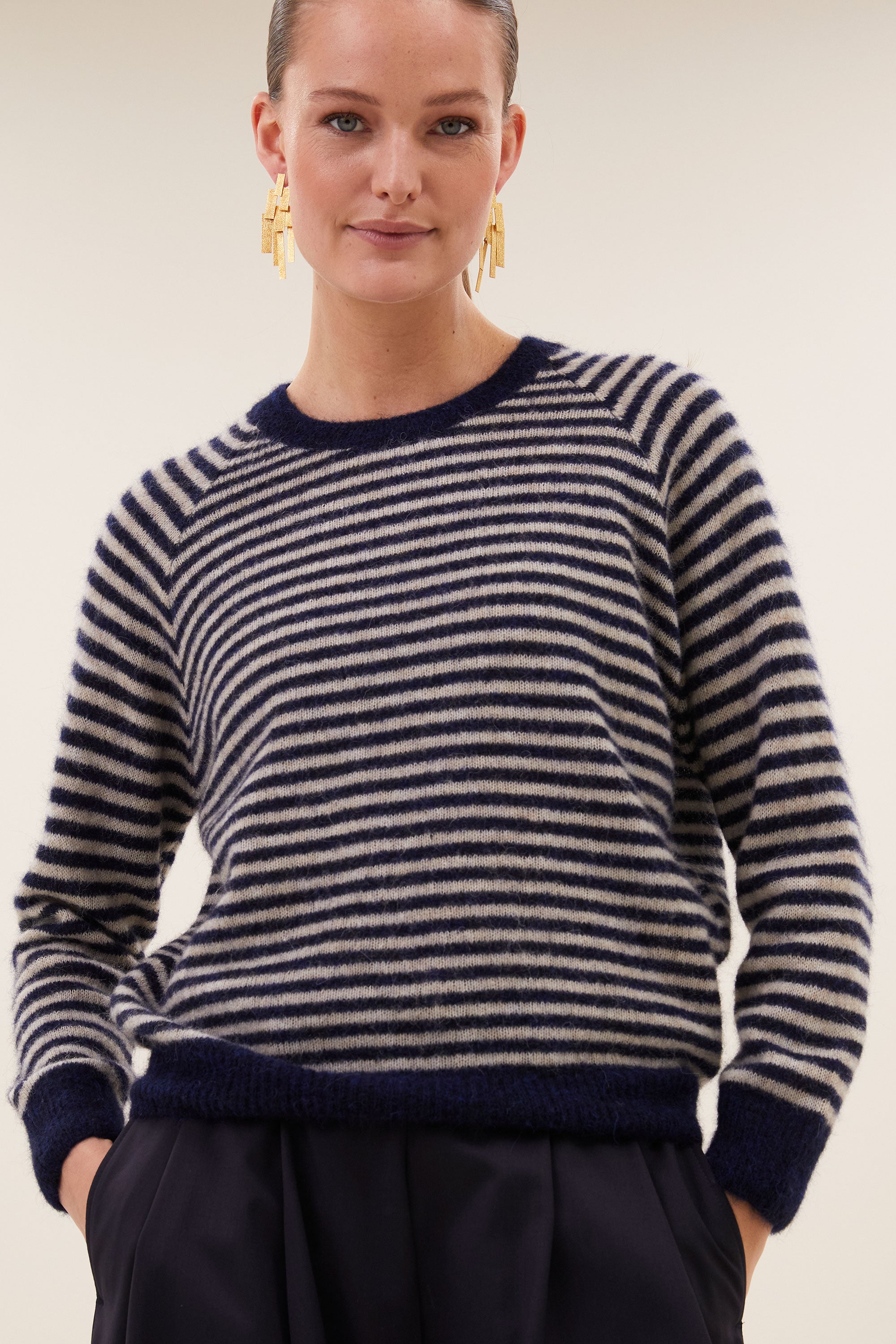 sally stripe pullover | midnight marine stripe