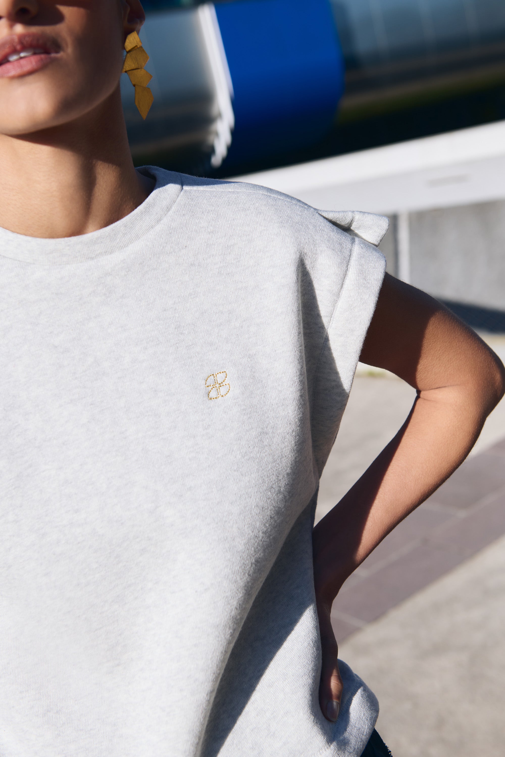 mason pleats top | light grey melee