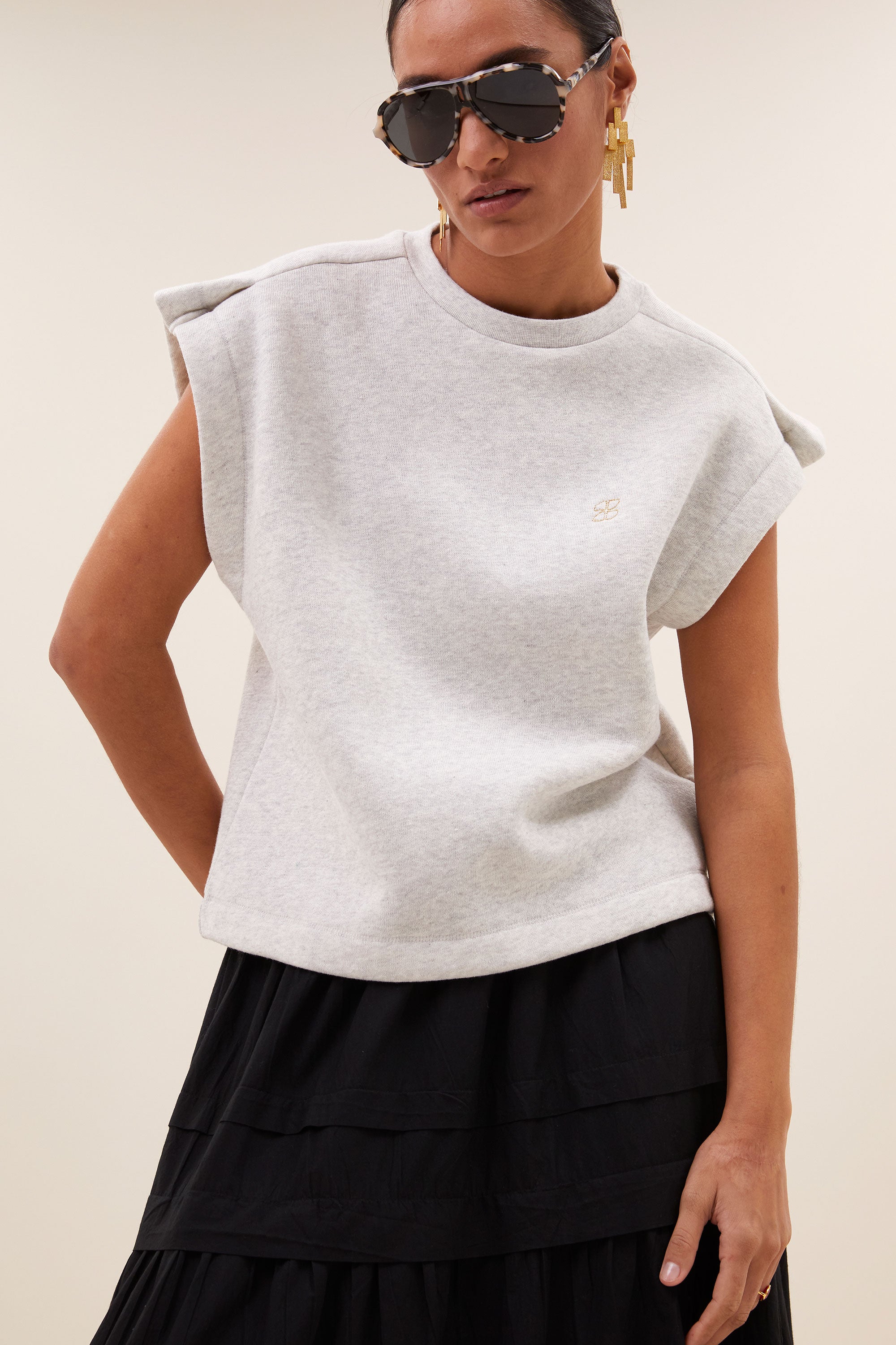 mason pleats top | light grey melee