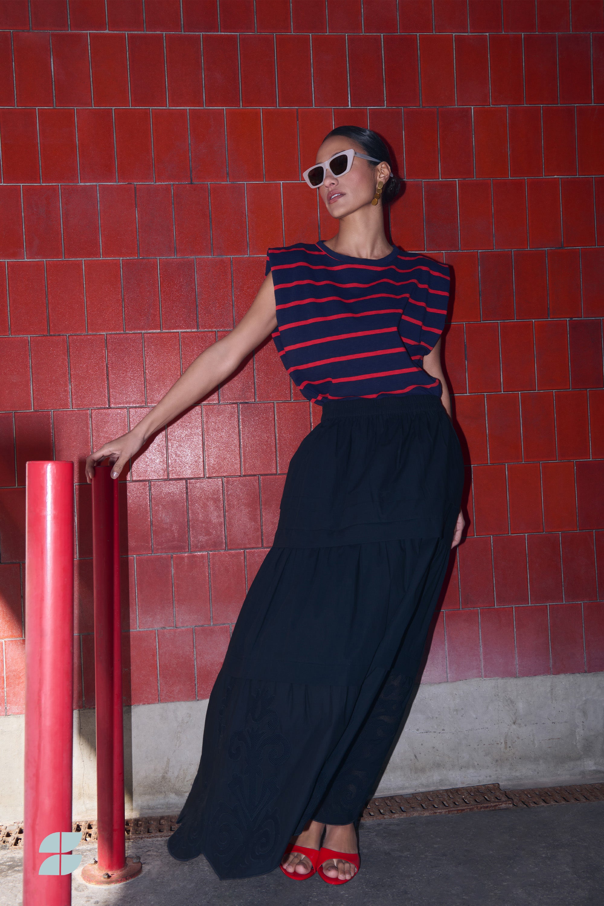 top - diede heavy flame stripes top - french stripe - by-bar