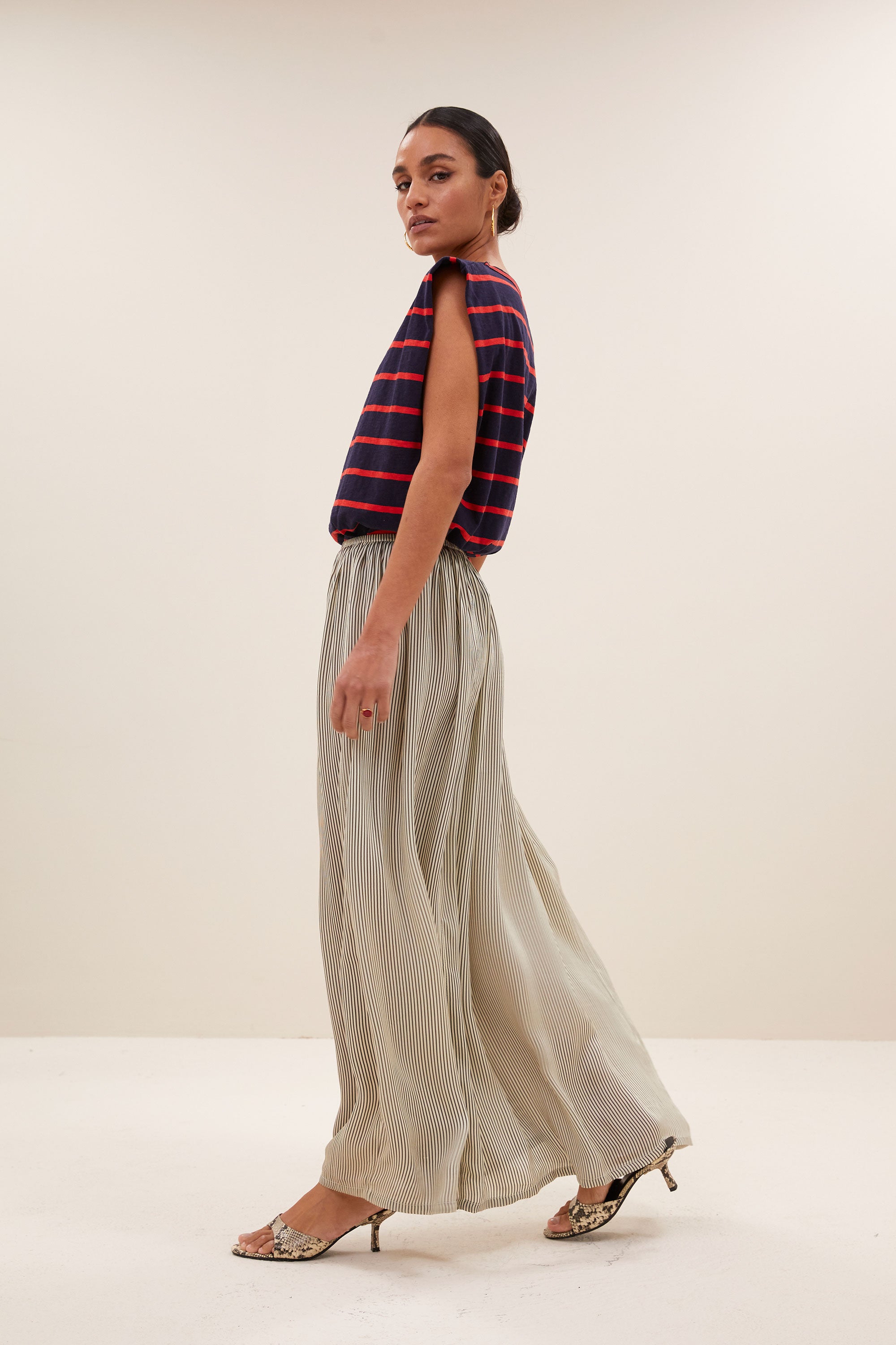 top - diede heavy flame stripes top - french stripe - by-bar