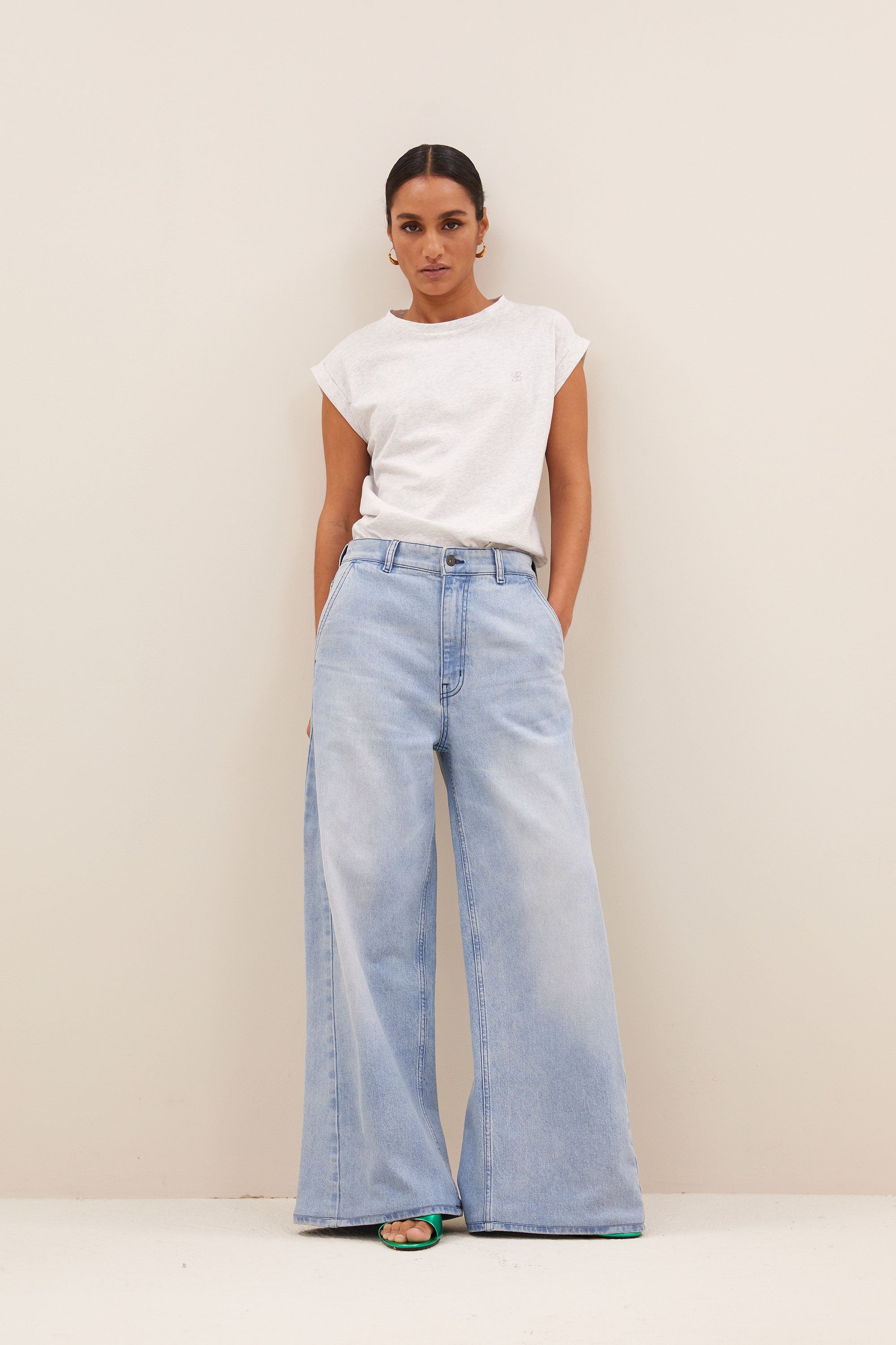 top – thelma mirror top - light grey melee – by-bar