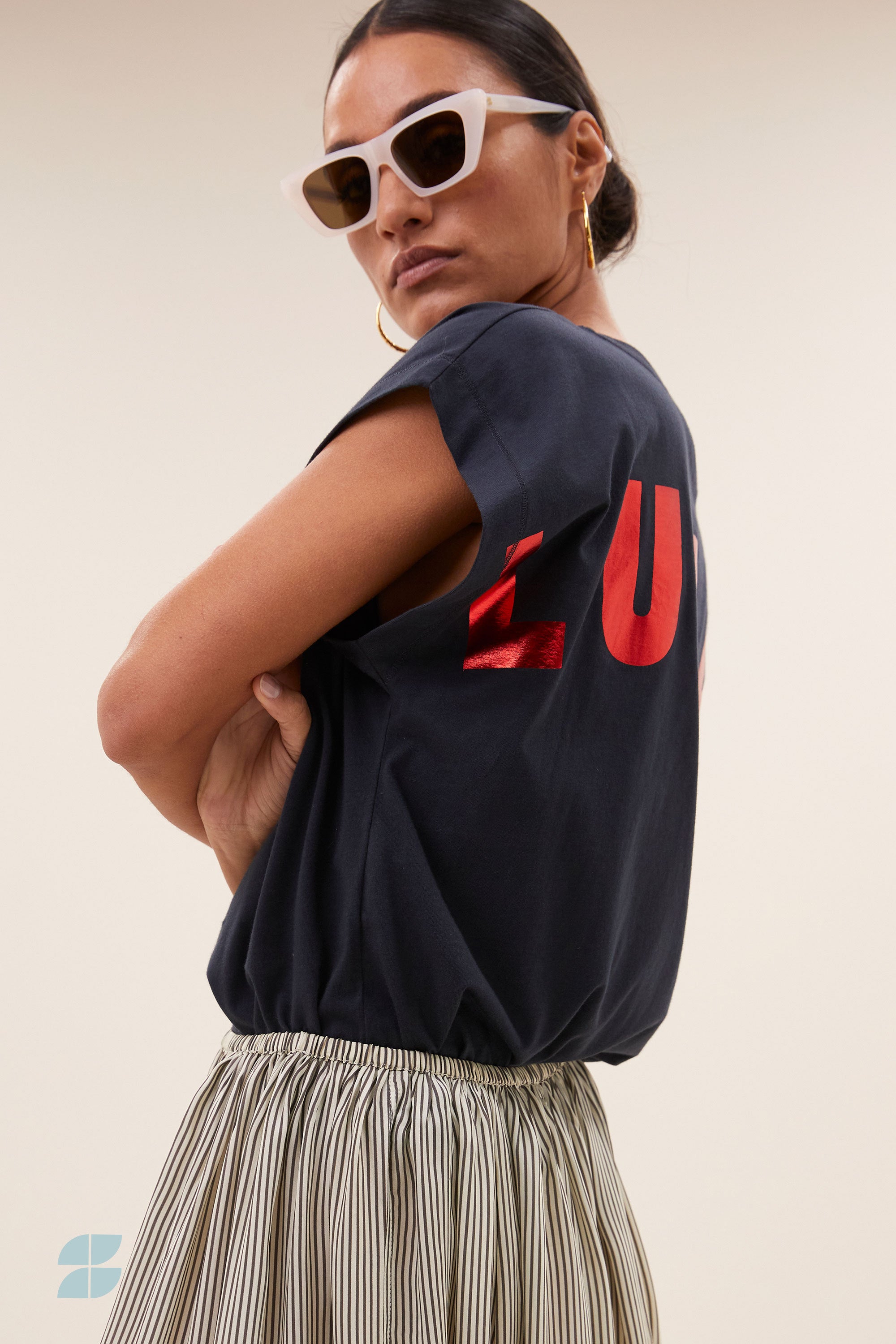 top - mason lucky curve top - midnight - by-bar