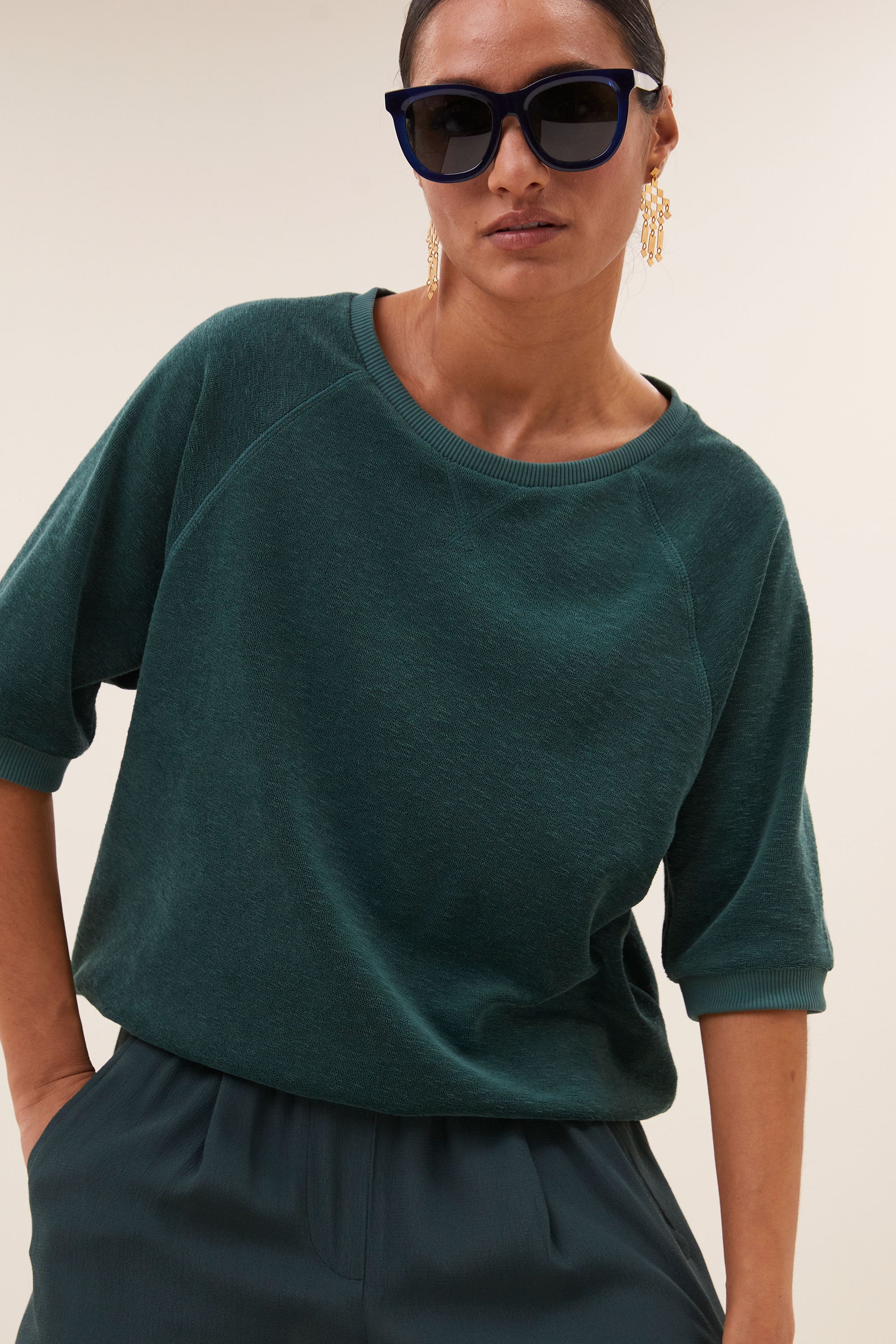 top – neva slub top - deep green – by-bar