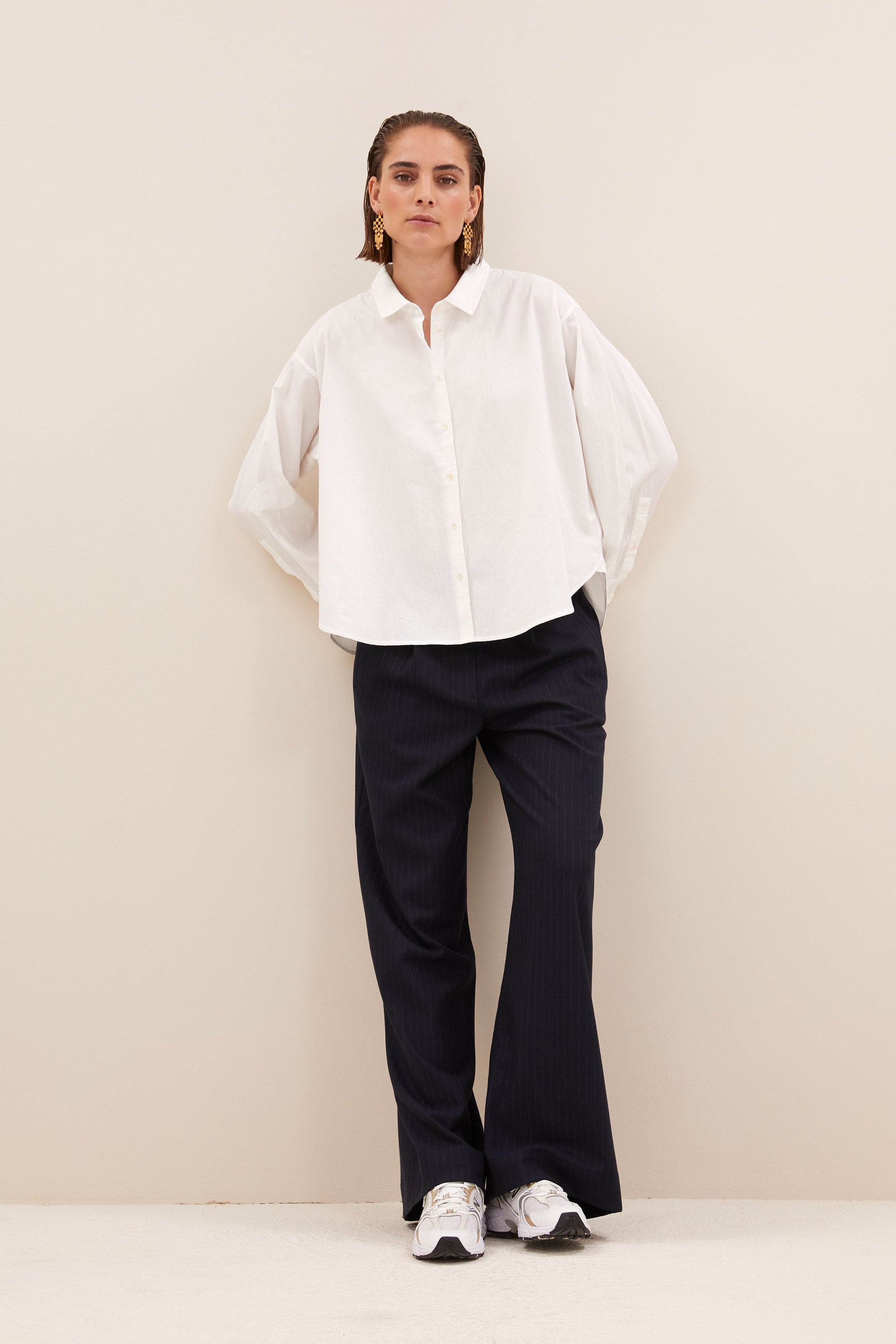 blouse – flo poplin blouse - white – by-bar