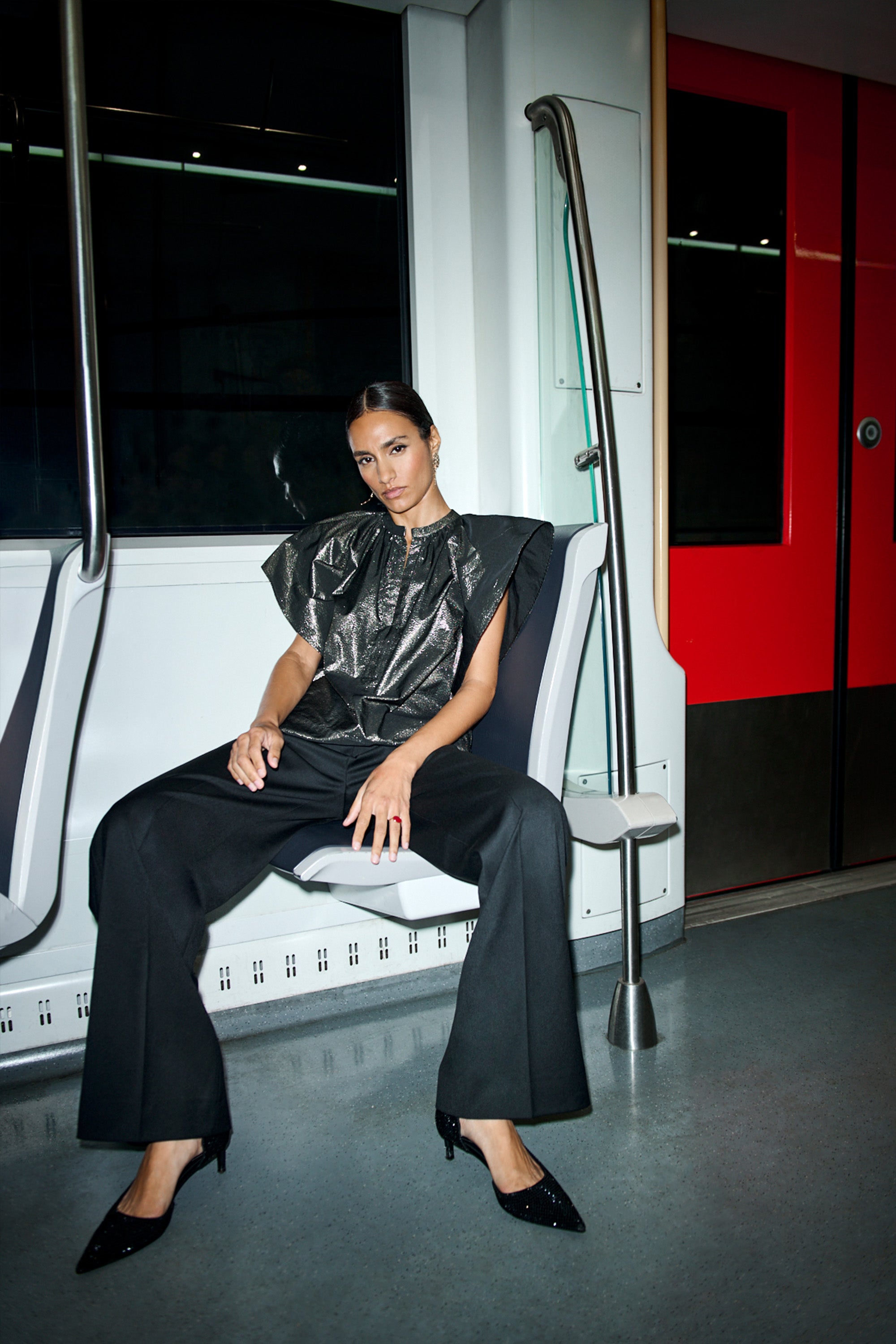 vina metallic blouse | gold