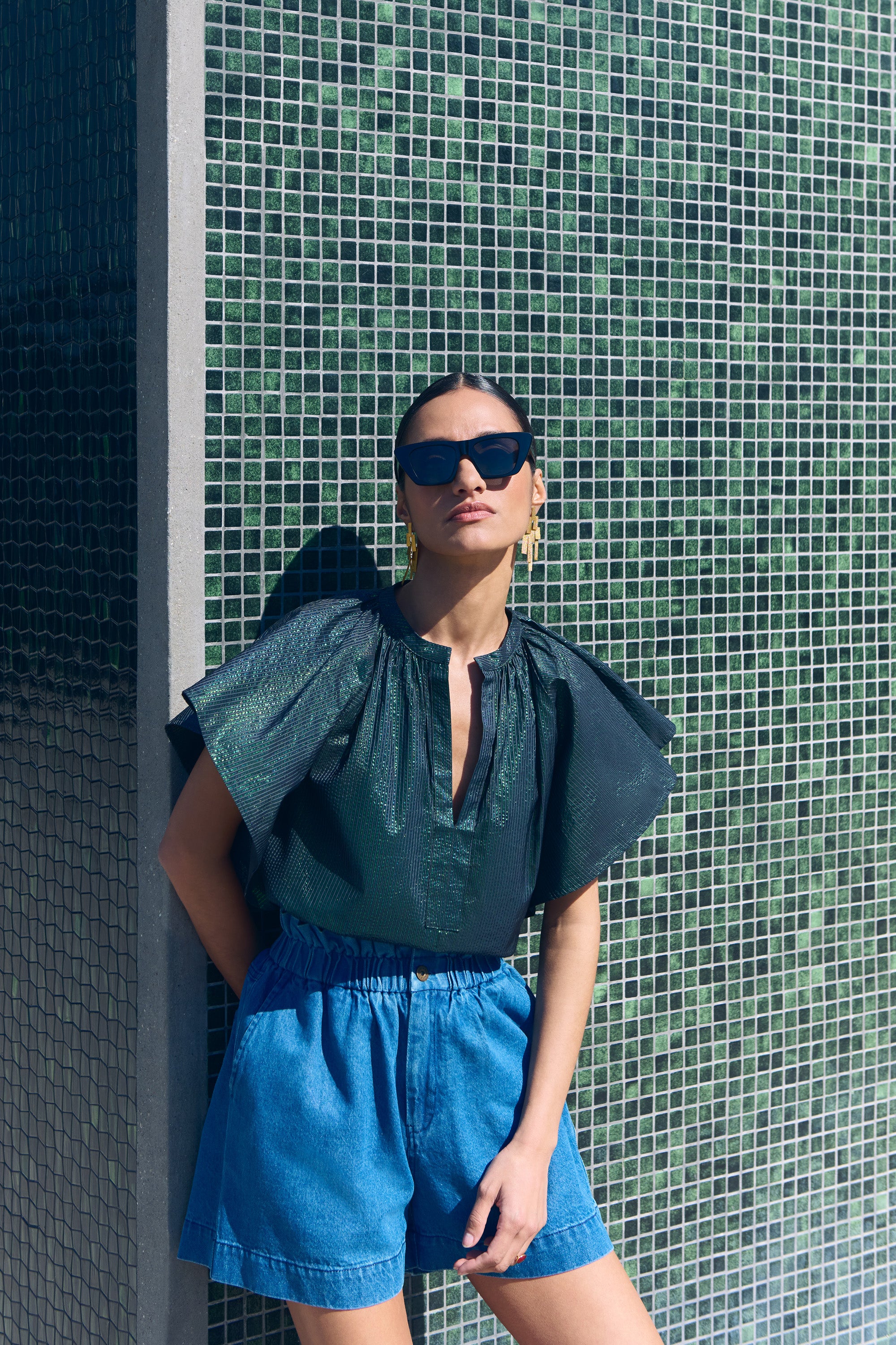 vina electric blouse | electric green