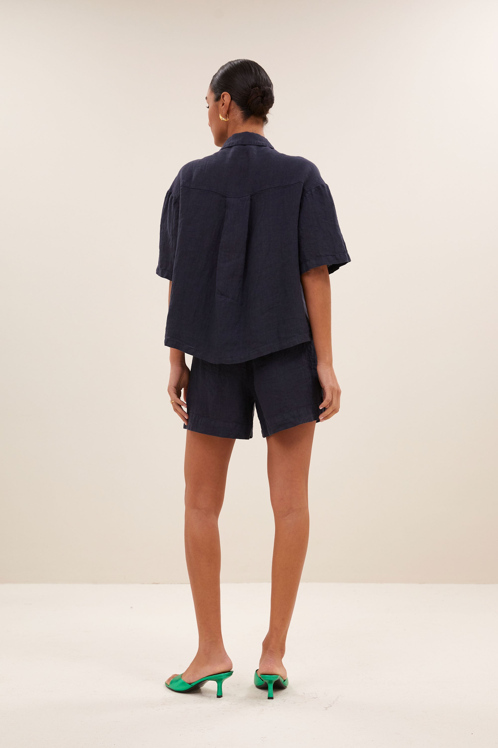 mara linen blouse | midnight