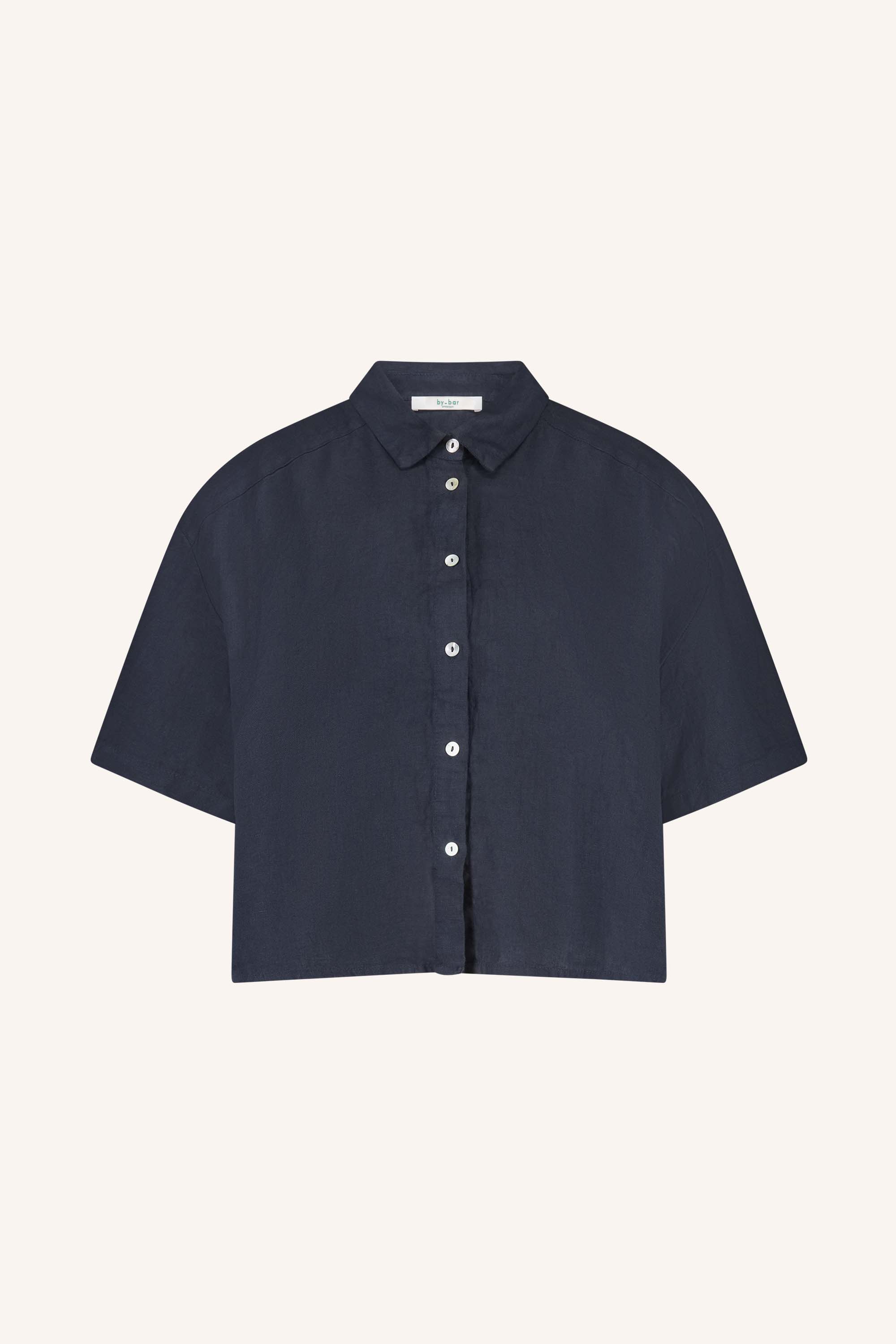 mara linen blouse | midnight