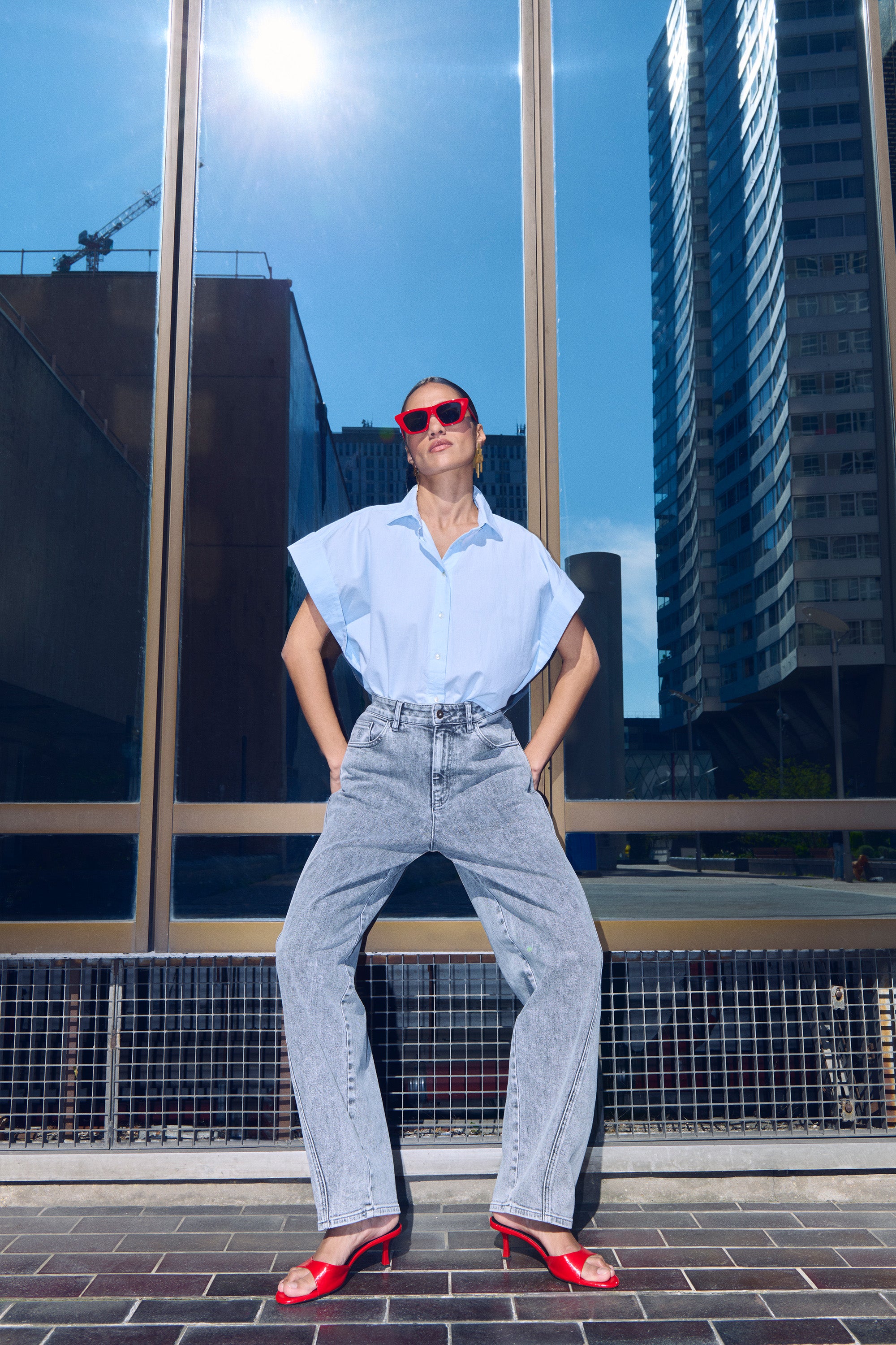 pixie chambray blouse | light blue