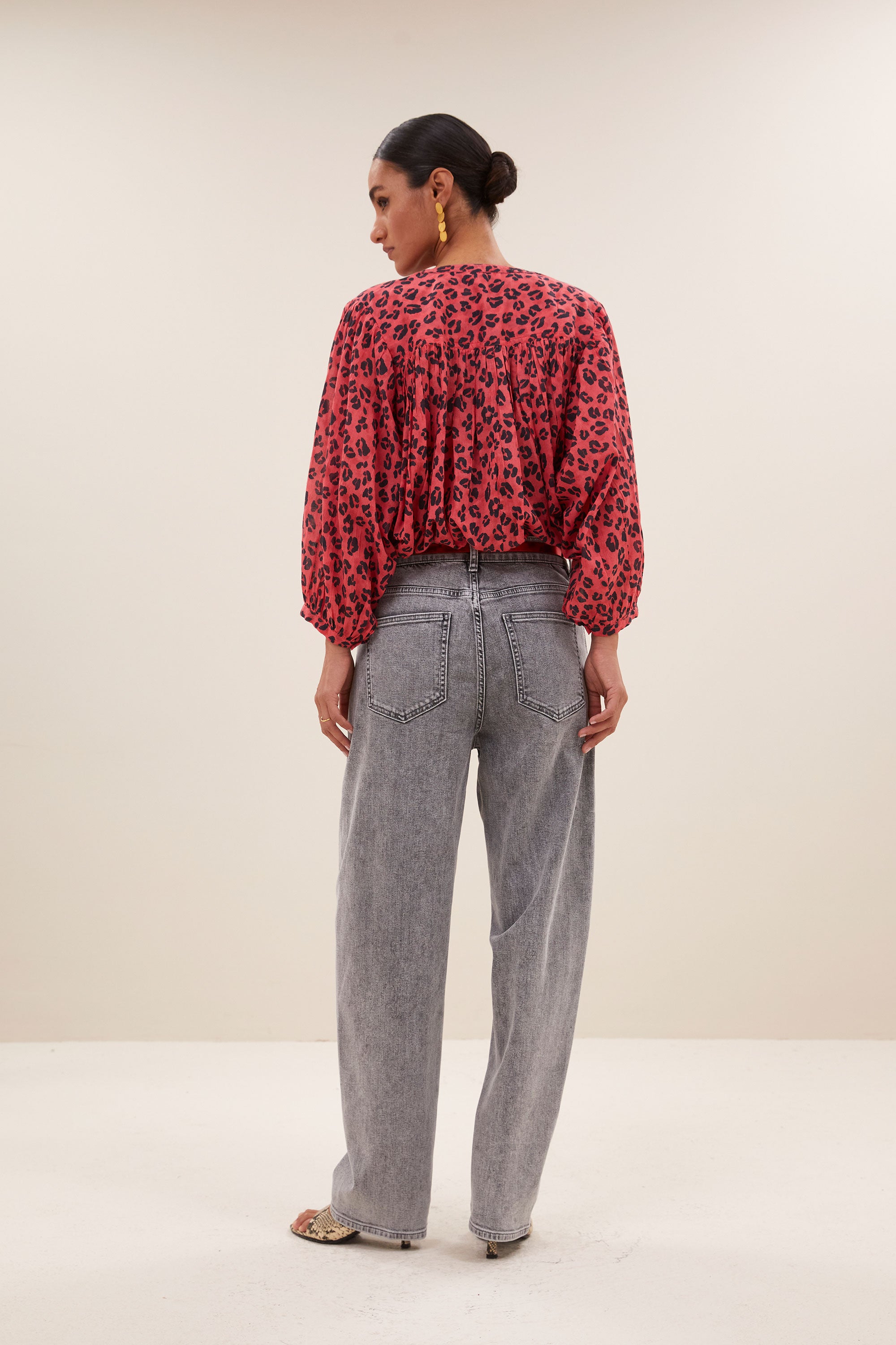 becky red cheetah blouse | red cheetah print