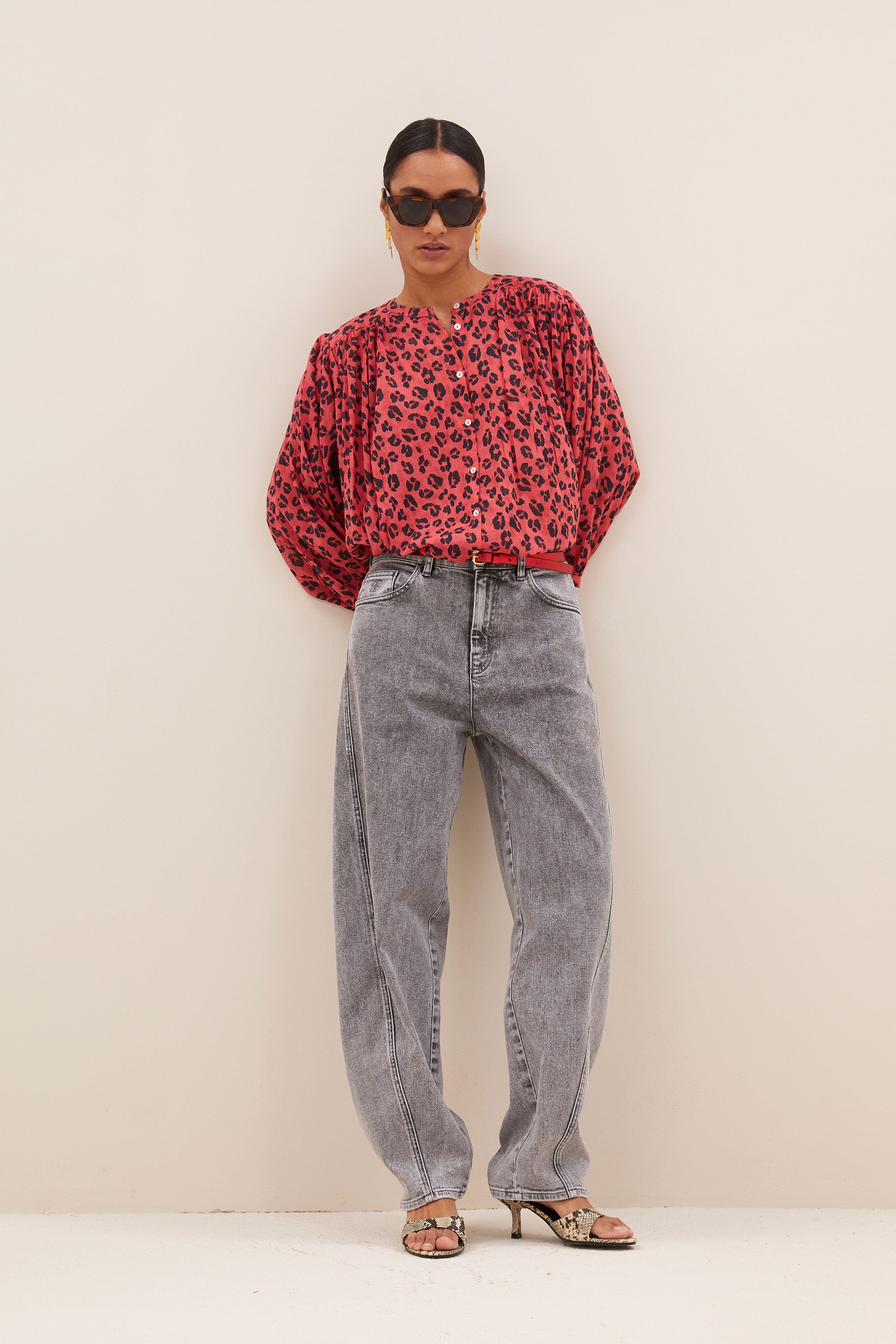 becky red cheetah blouse | red cheetah print