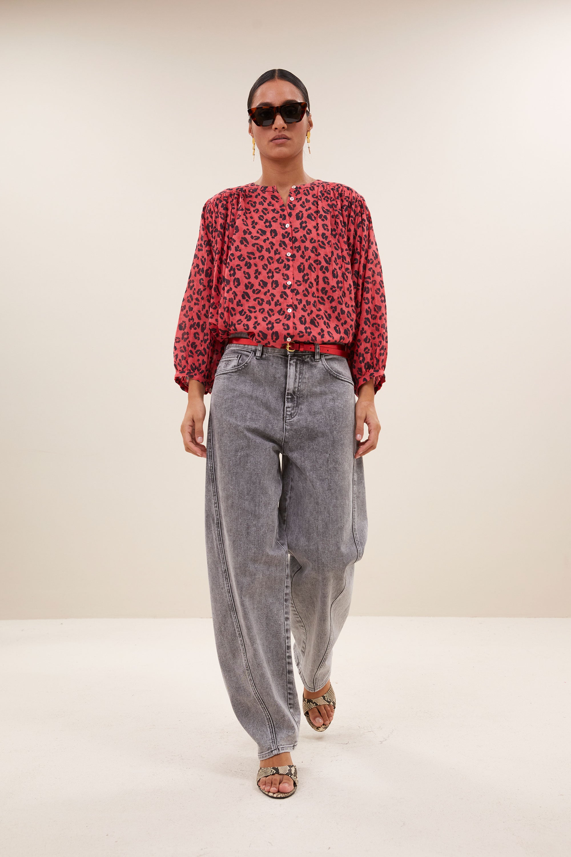 becky red cheetah blouse | red cheetah print