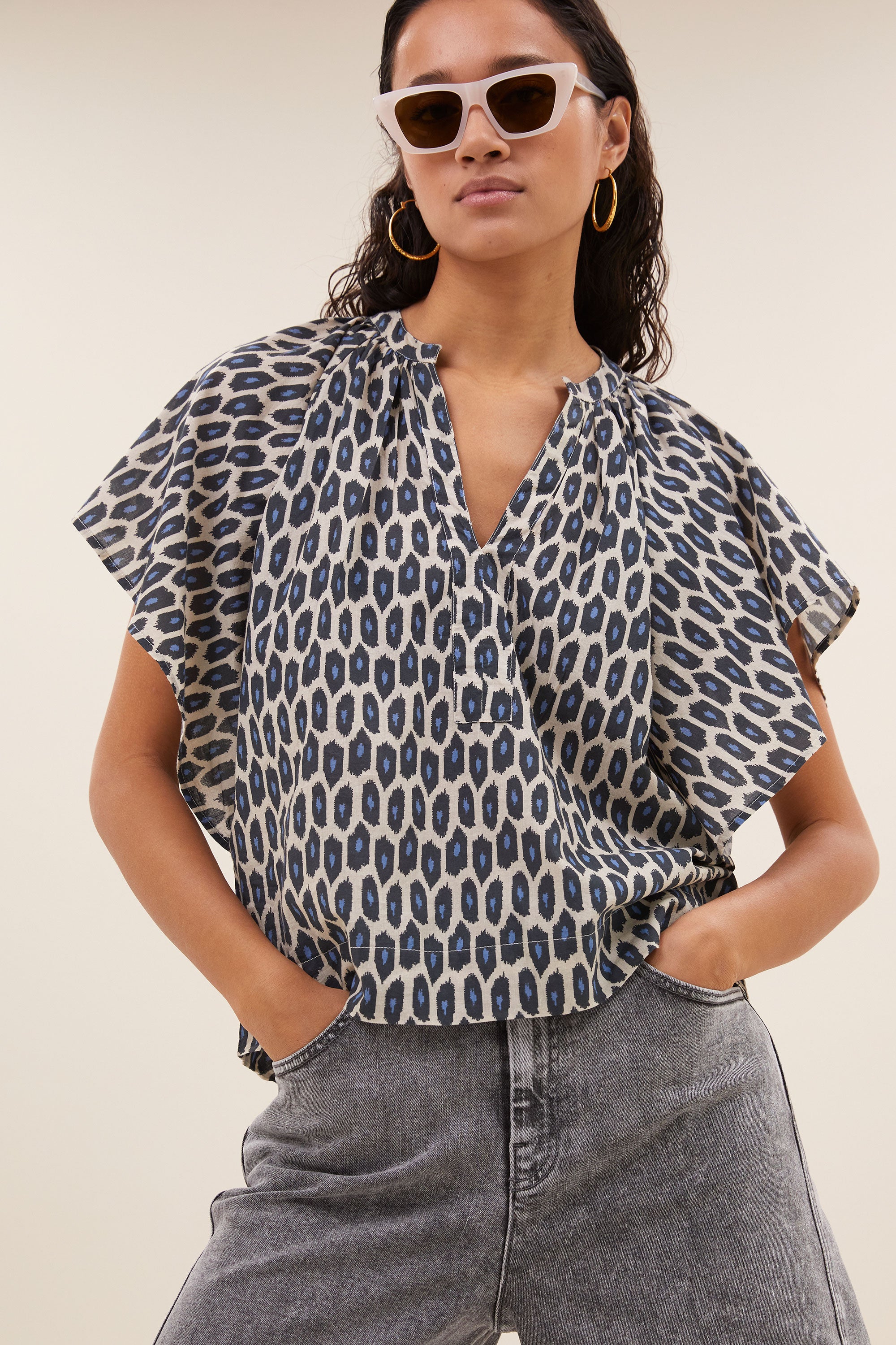 blouse - vina paris cheetah blouse - paris cheetah - by-bar