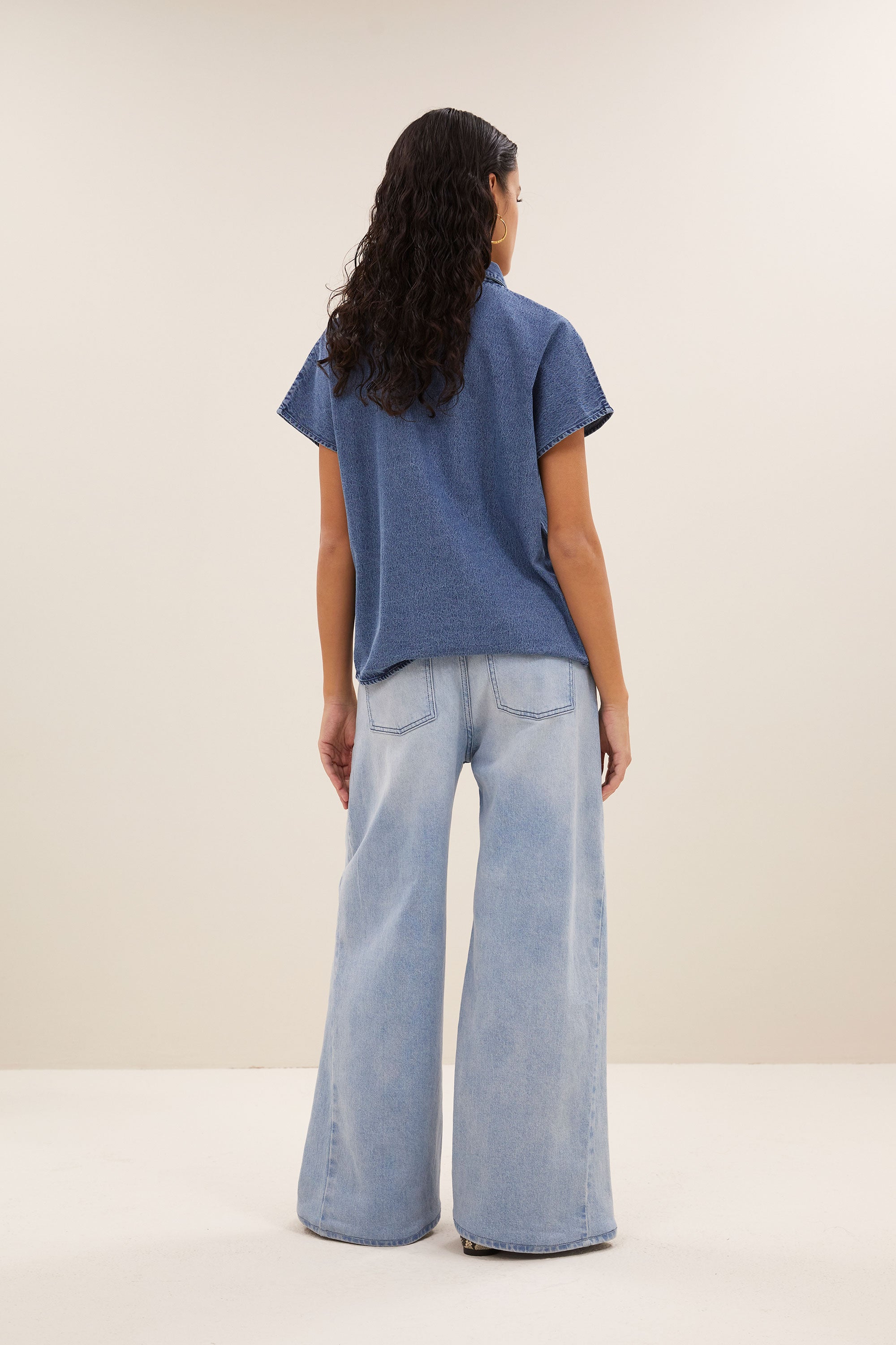 blouse - karly denim blouse - medium denim - by-bar