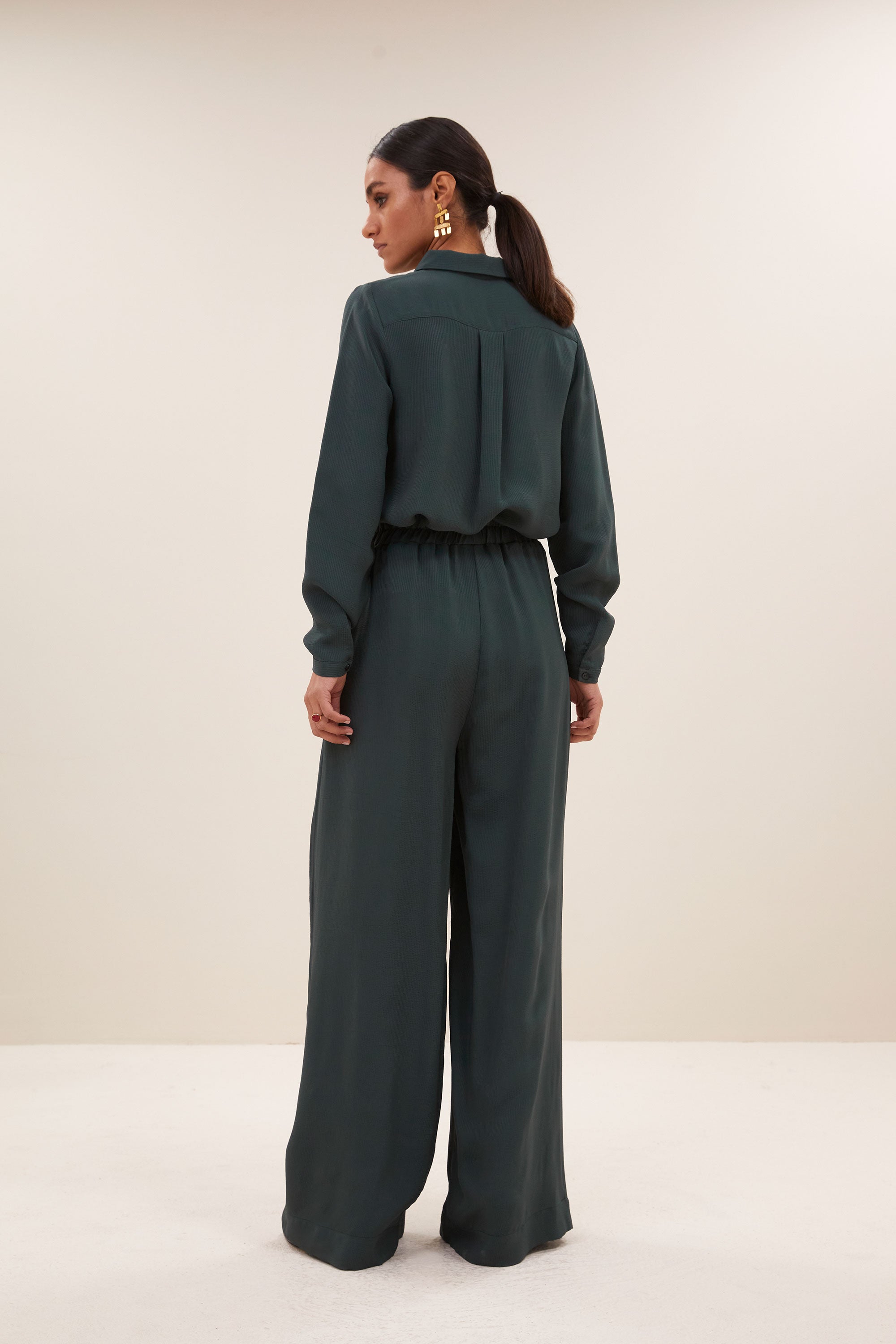 donna satin stripe blouse | dried basil