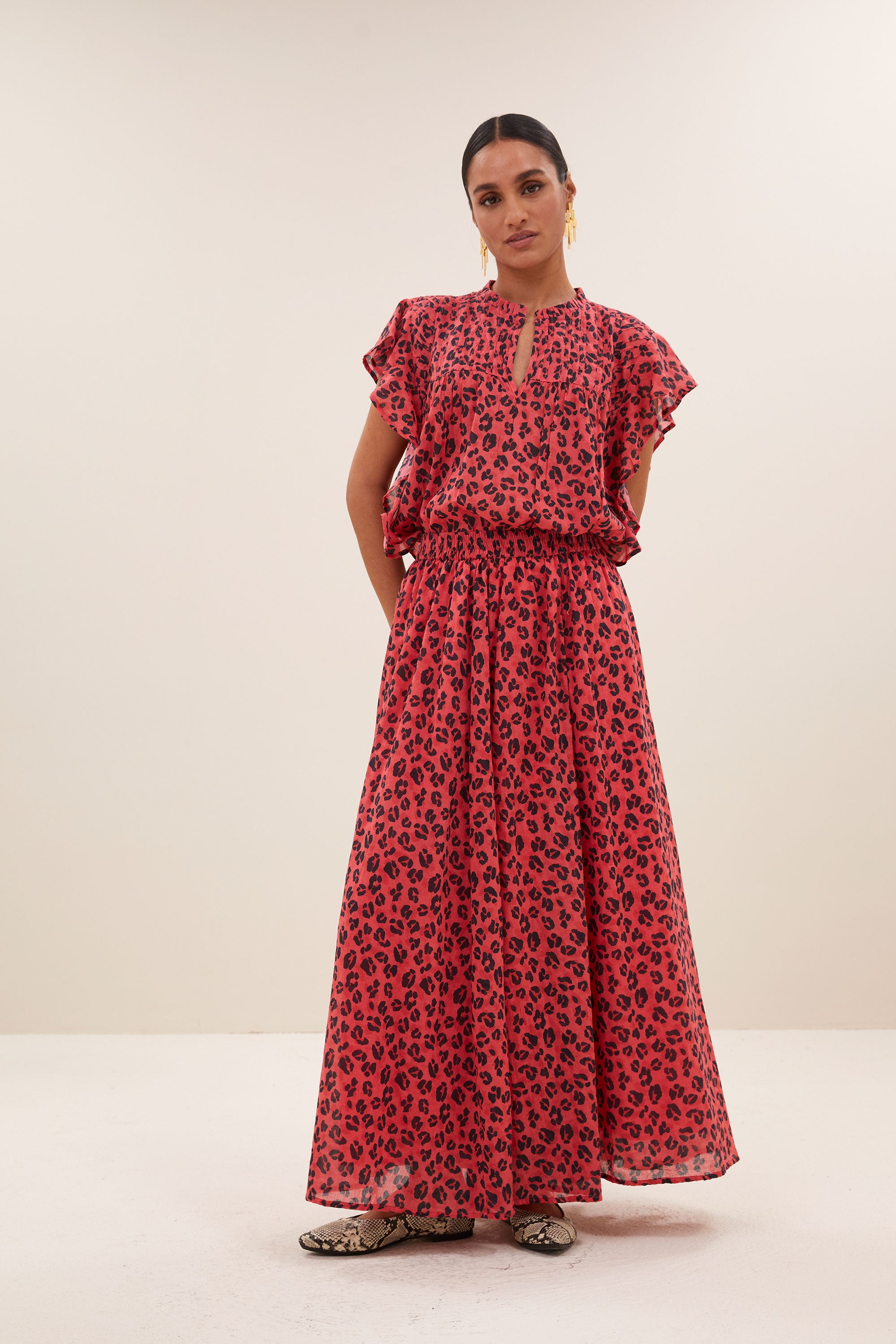 danee red cheetah blouse | red cheetah print