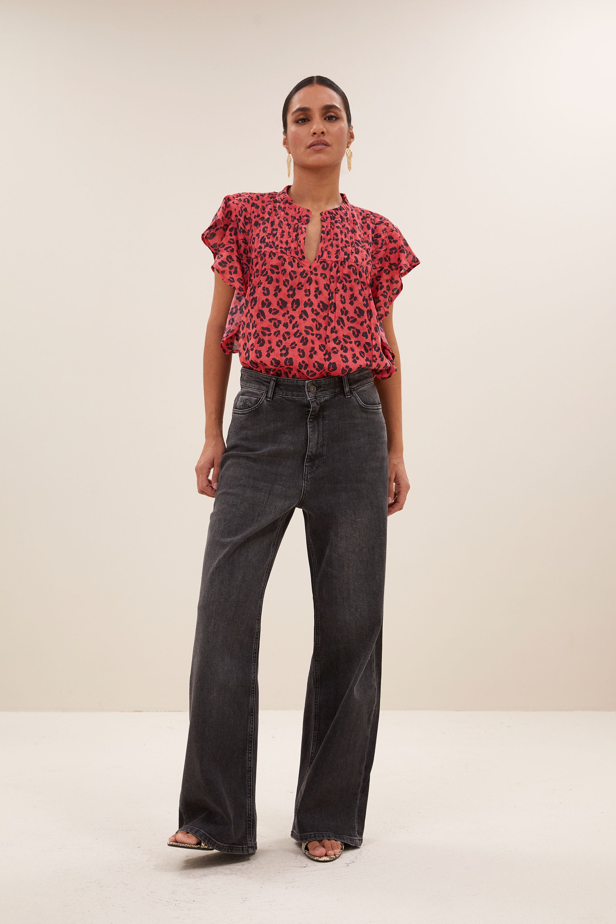 danee red cheetah blouse | red cheetah print